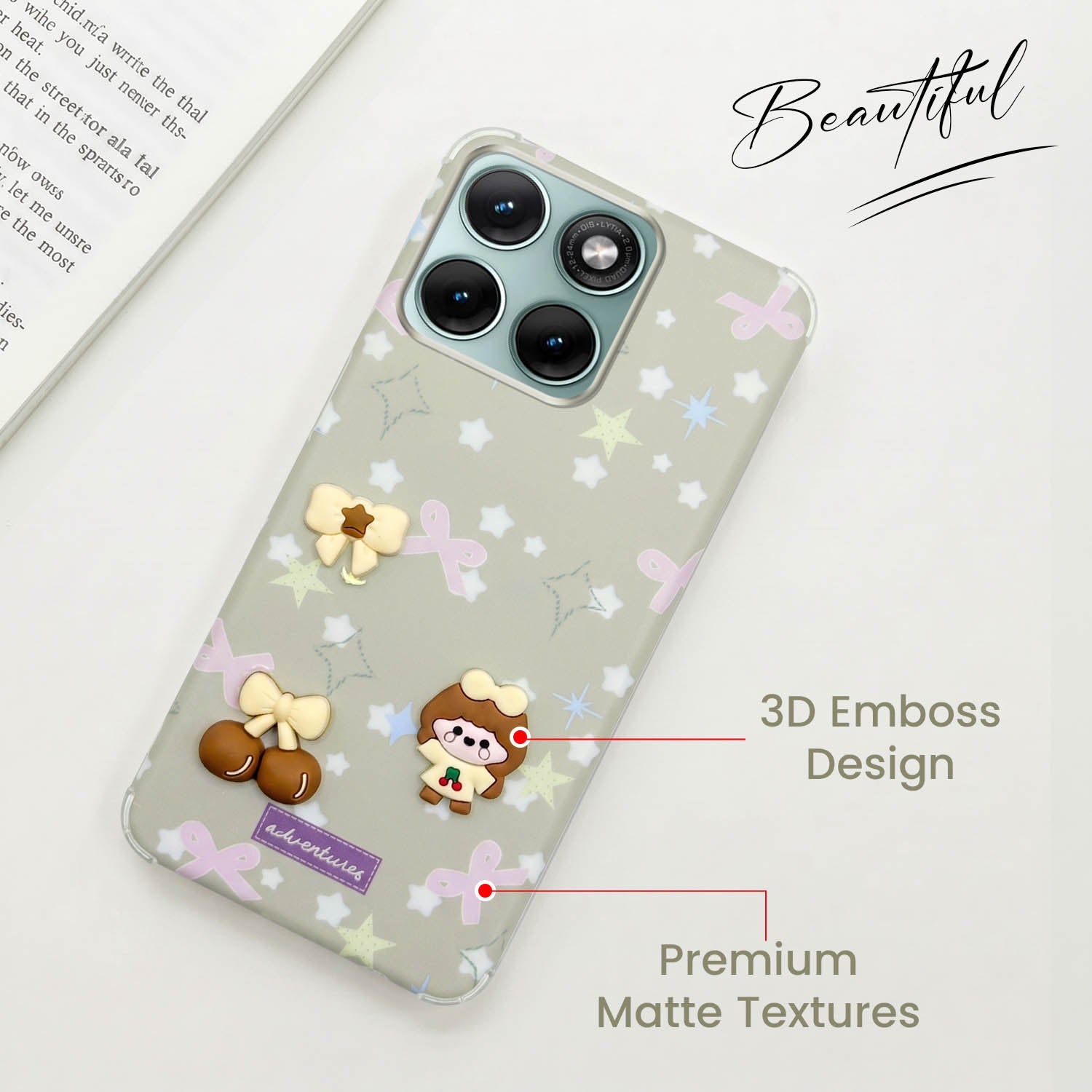 For Motorola Moto Edge 70 Fusion Back Cover Case (3D Cute Cartoons | Hard Back Side Soft | Matte Premium Finish | HD Printing)