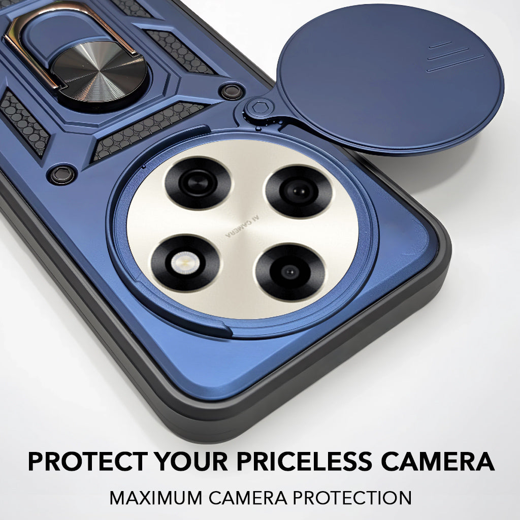For Oppo F31 Pro Hybrid Armor Back Cover Case (Sliding Shutter Camera Protection | Polycarbonate |Ring Holder Kickstand)