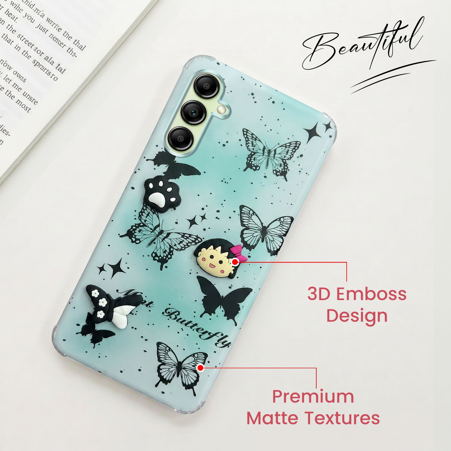 For Samsung Galaxy A14 4G | 5G Back Cover Case (3D Cute Cartoons | Hard Back Side Soft | Matte Premium Finish | HD Printing)