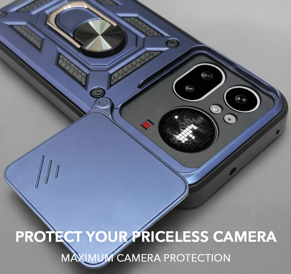For Nothing Phone 4A Pro 5G Back Cover Case Hybrid Armor (Sliding Shutter Camera Protection | Polycarbonate |Ring Holder Kickstand)