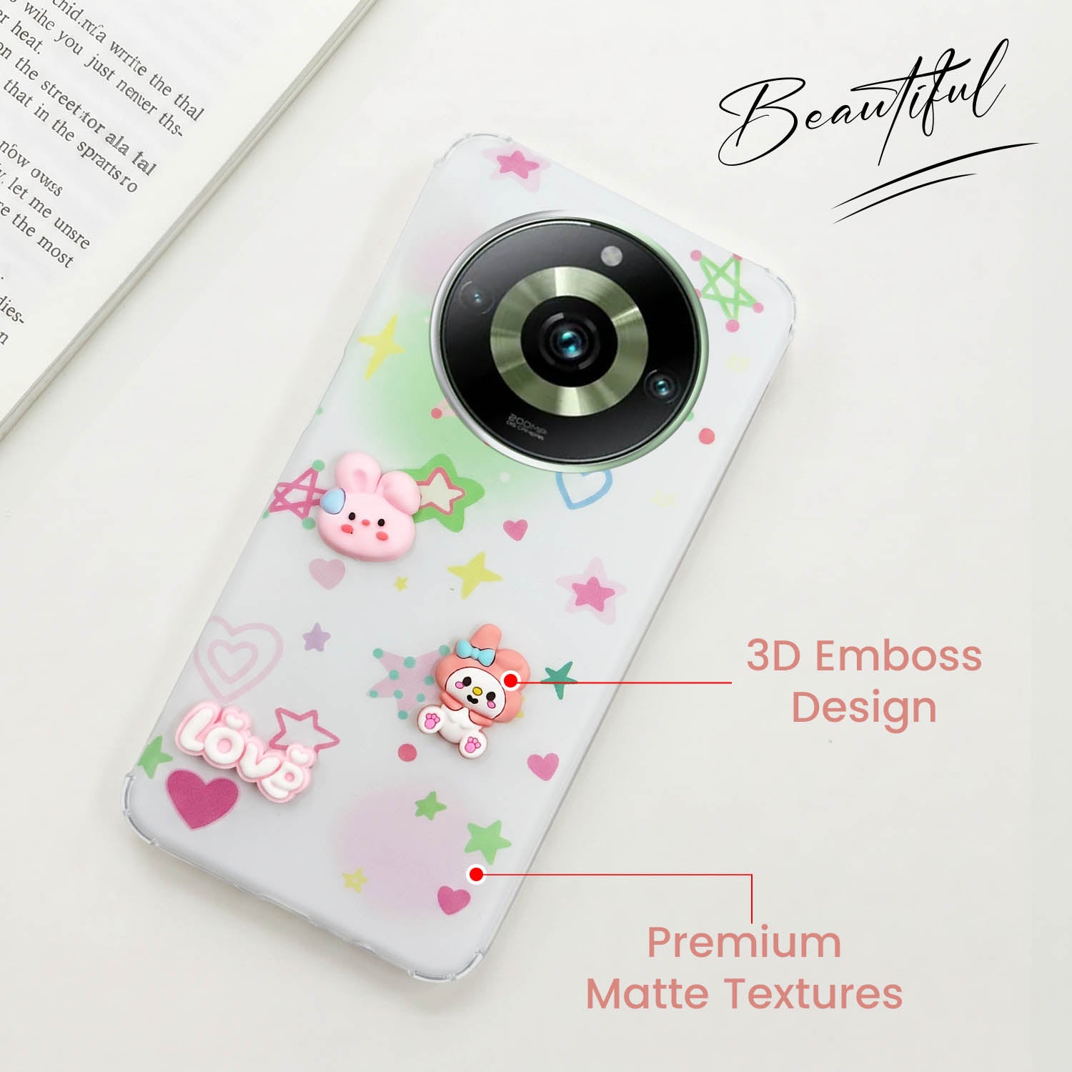 For Realme 11 Pro 5G | Realme 11 Pro Plus 5G Back Cover Case (3D Cute Cartoons | Hard Back Side Soft | Matte Premium Finish | HD Printing)