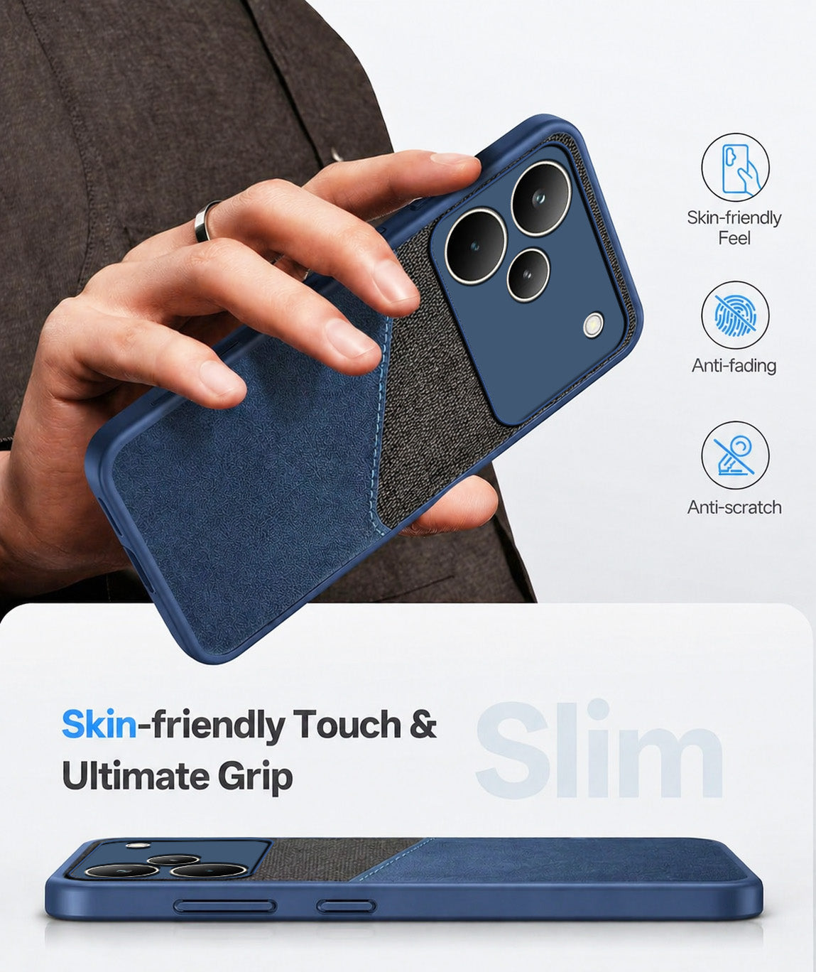 For Realme P4 Pro Back Cover Case (Dual PU Leather Stitch | Professional Minimalist | Soft and Flexible)