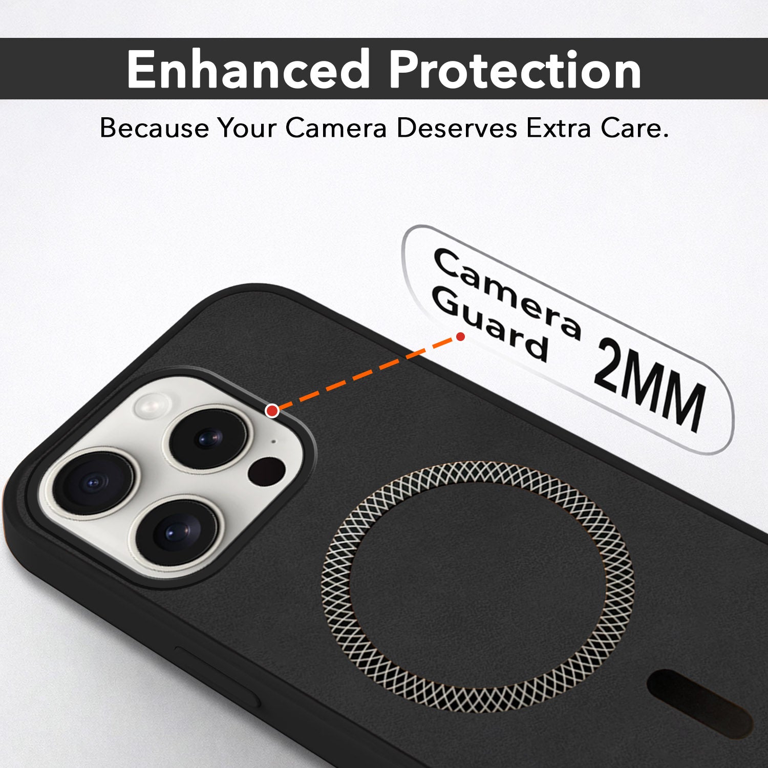 For Apple iPhone 15 Pro Back Cover Case Leather Finish (MagSafe Compatible Wireless Charging | Soft Touch | Camera Bump Protection)