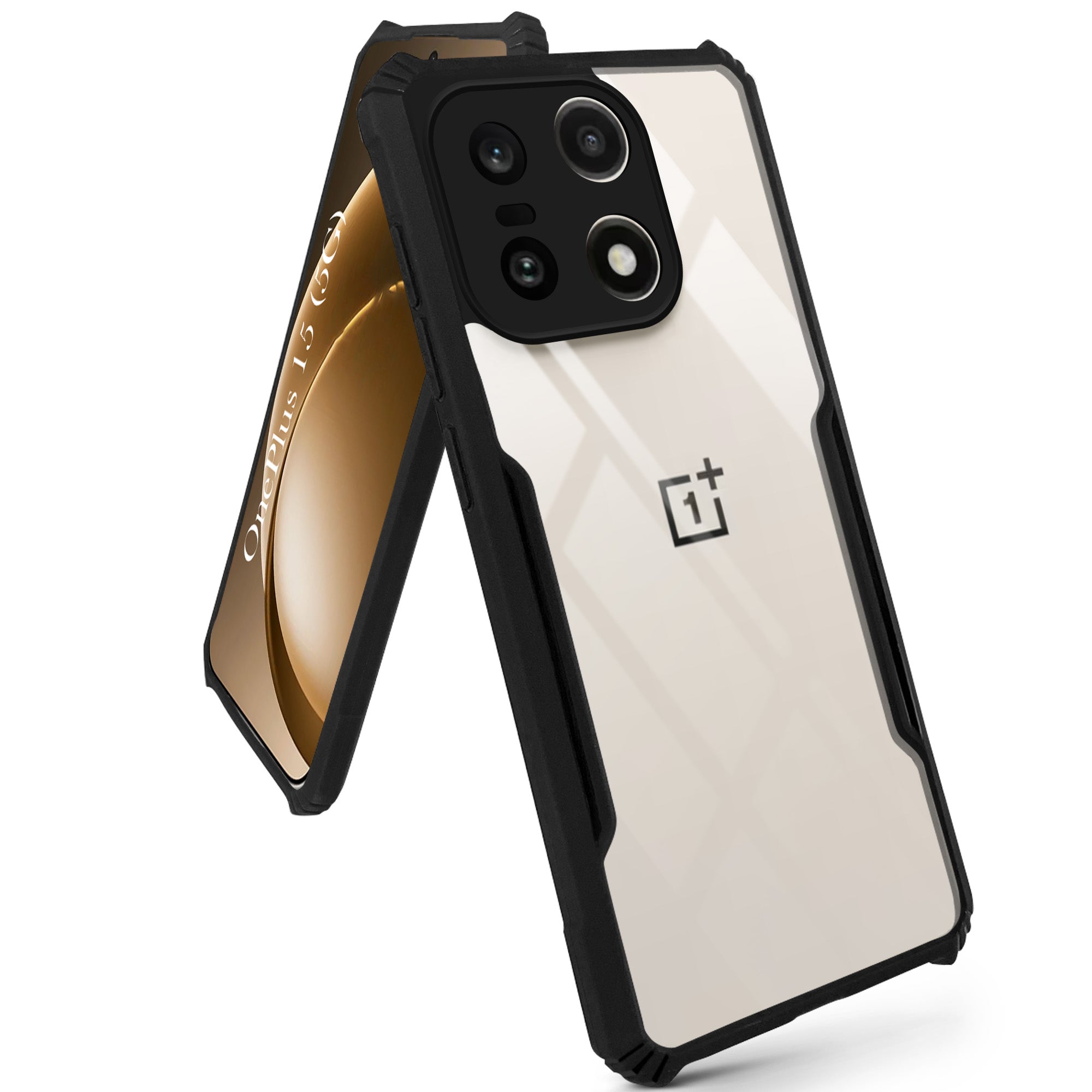 For OnePlus 15 5G Back Cover Case Hybrid (Shockproof with Polycarbonate Clear Panel | Professional Black)