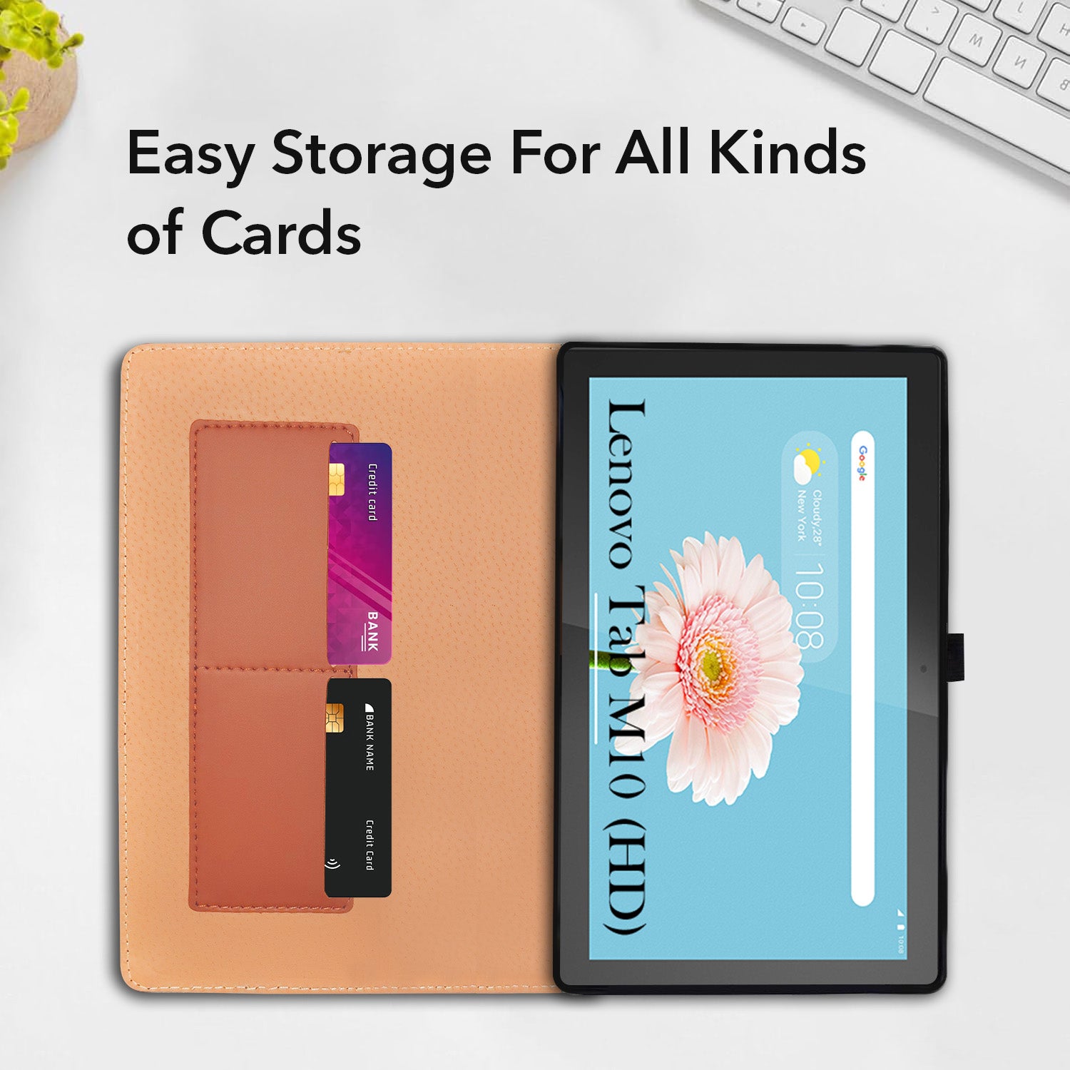 For Lenovo Tab M10 HD (X505X) 10.1 Inch Flip Cover Folio Cover (PU Leather | Multi-Angle Smart Stand | Card Storage Slots | Silicone Back Pouch)