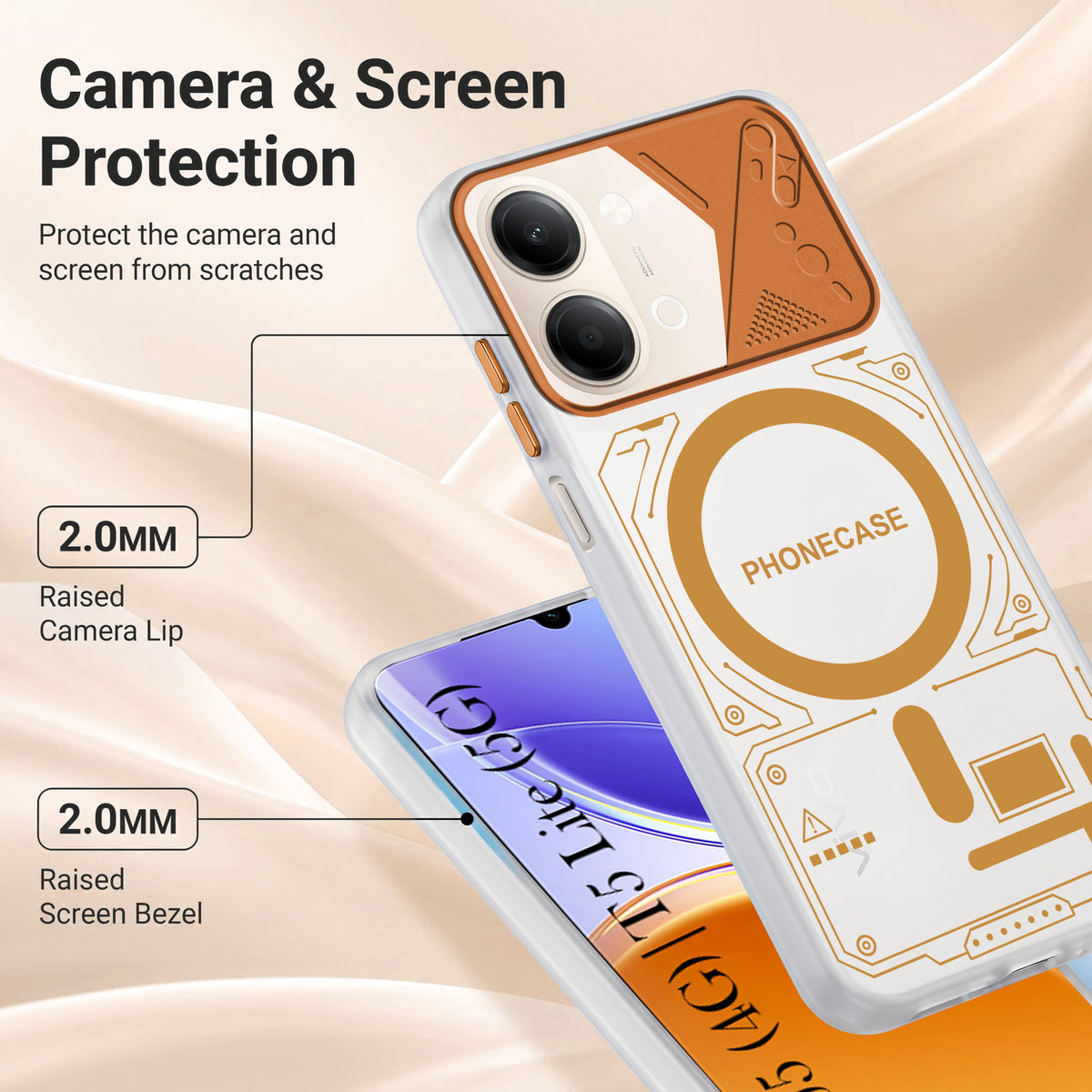 For Vivo Y05 4G | Vivo T5 Lite 5G Metallic Back Cover Case (Metallic Camera Protection & Buttons | Translucent Milky Shade | Hard Polycarbonate)
