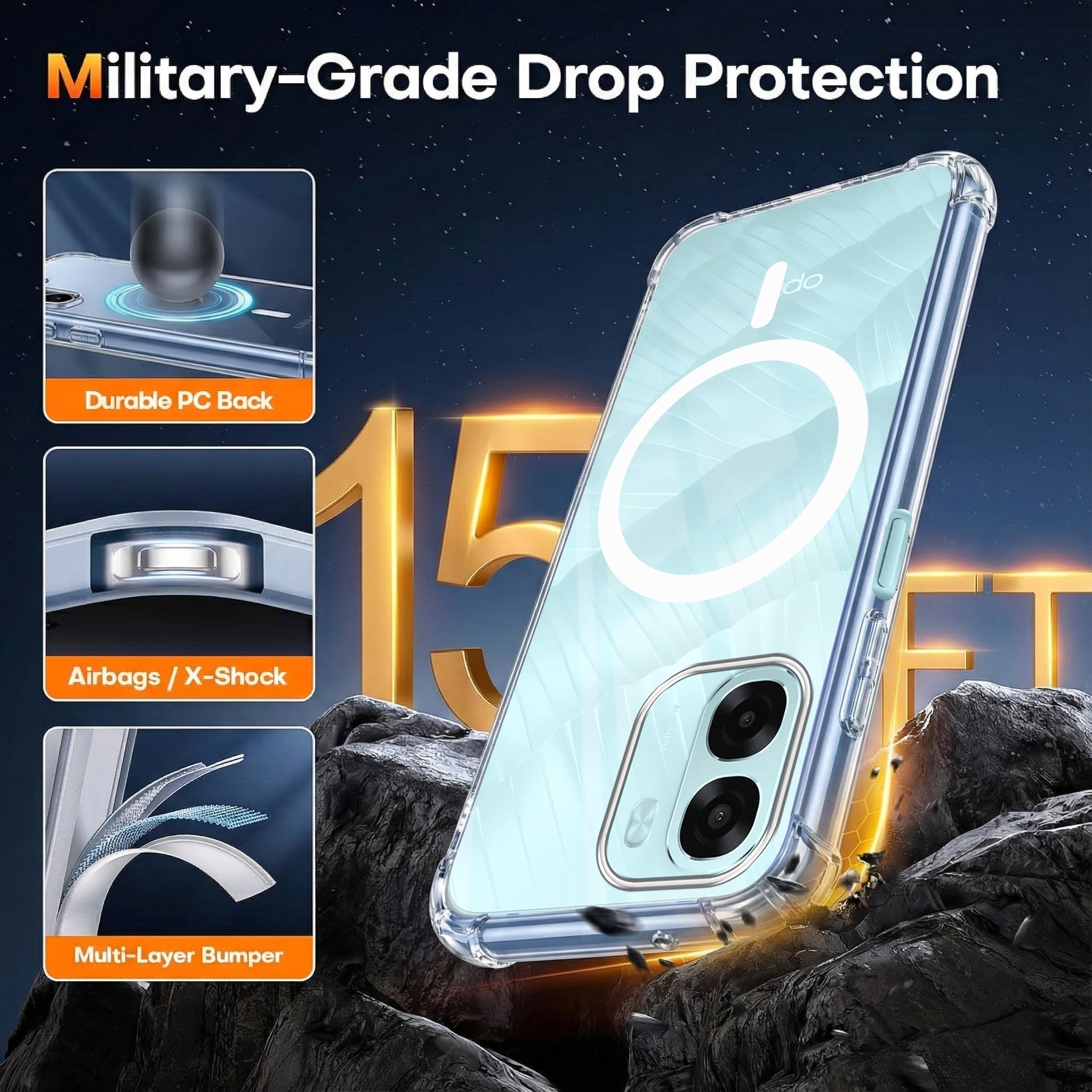 For Oppo A6X | Oppo A6S Back Cover Shockproof Crystal-Clear (Magsafe Wireless Support | Drop & Camera Protection | Hard Polycarbonate)