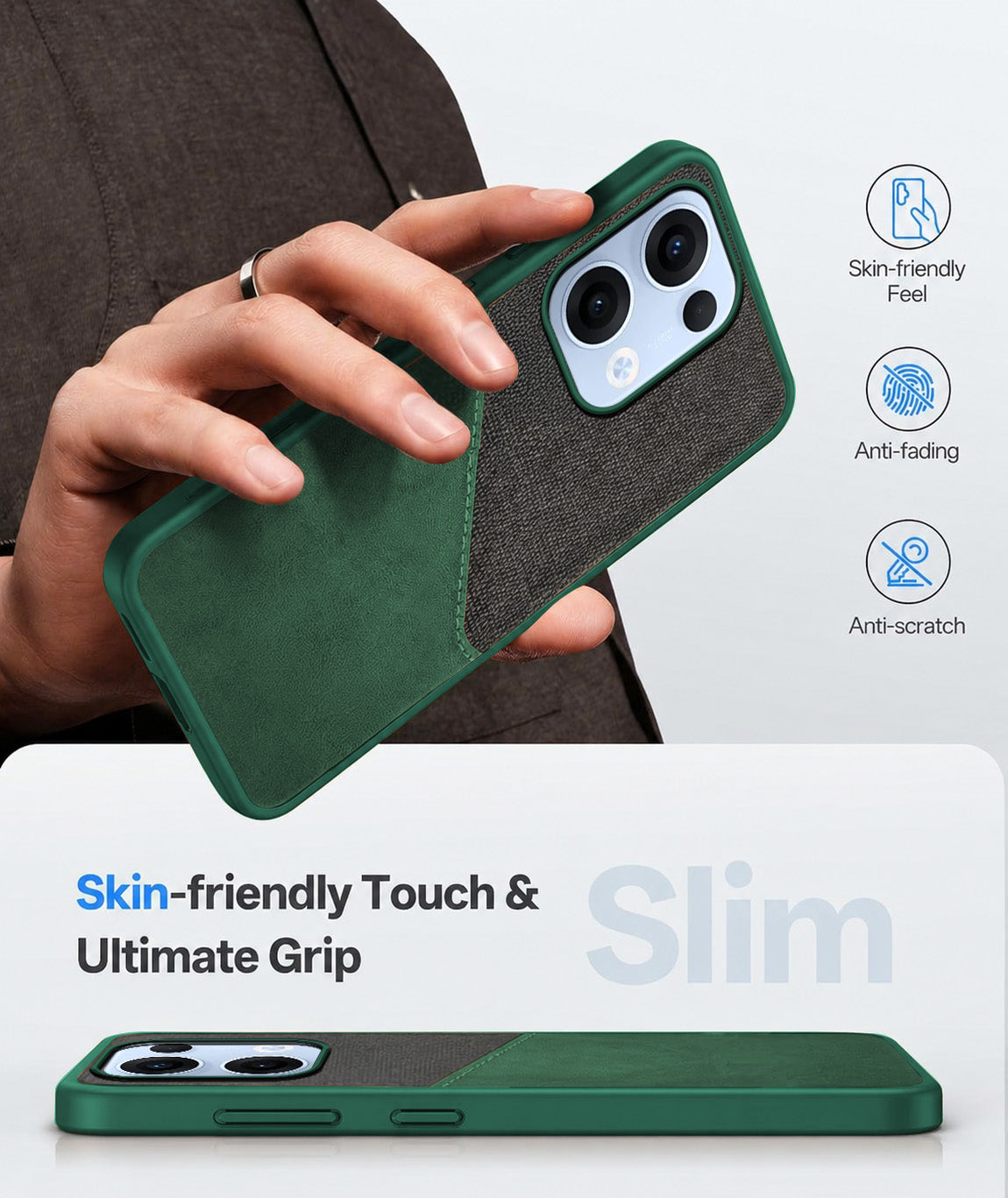 For Oppo Reno13 | Oppo Reno 13 Back Cover Case (Dual PU Leather Stitch | Professional Minimalist | Soft and Flexible)