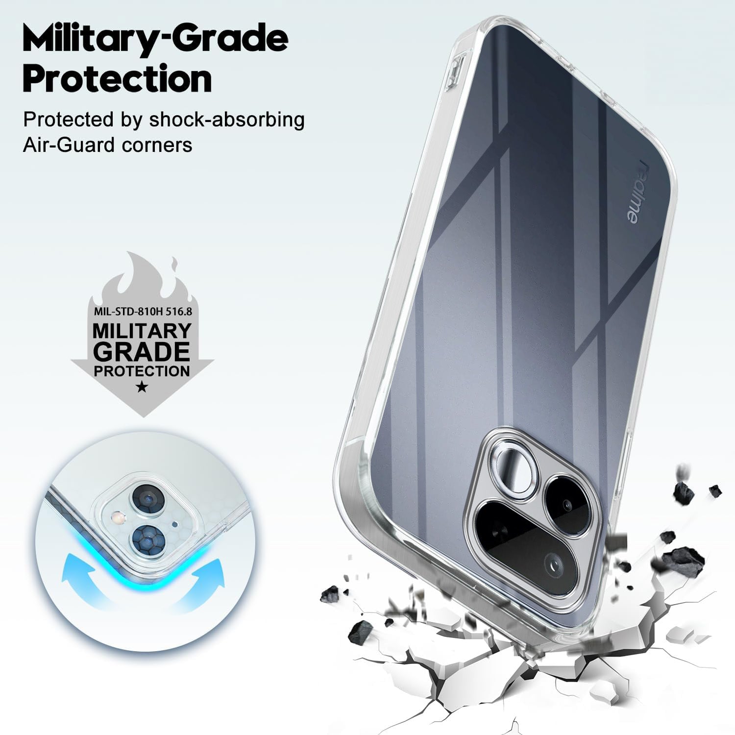For Realme 16T 5G Back Cover Case Silicone (Clear Shockproof Case with Camera Protection | Soft and Flexible | Transparent)