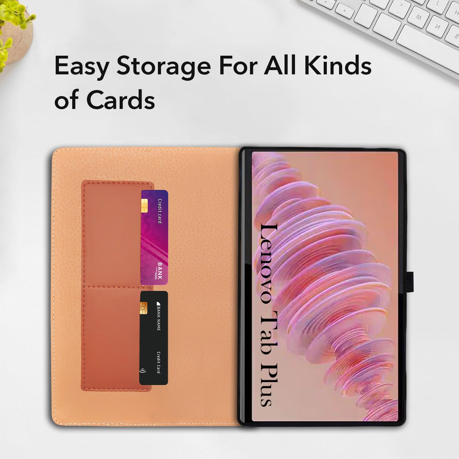 For Lenovo Tab Plus 11.5 Inch TB351FU Flip Cover Folio Cover (PU Leather | Multi-Angle Smart Stand | Card Storage Slots | Silicone Back Pouch)