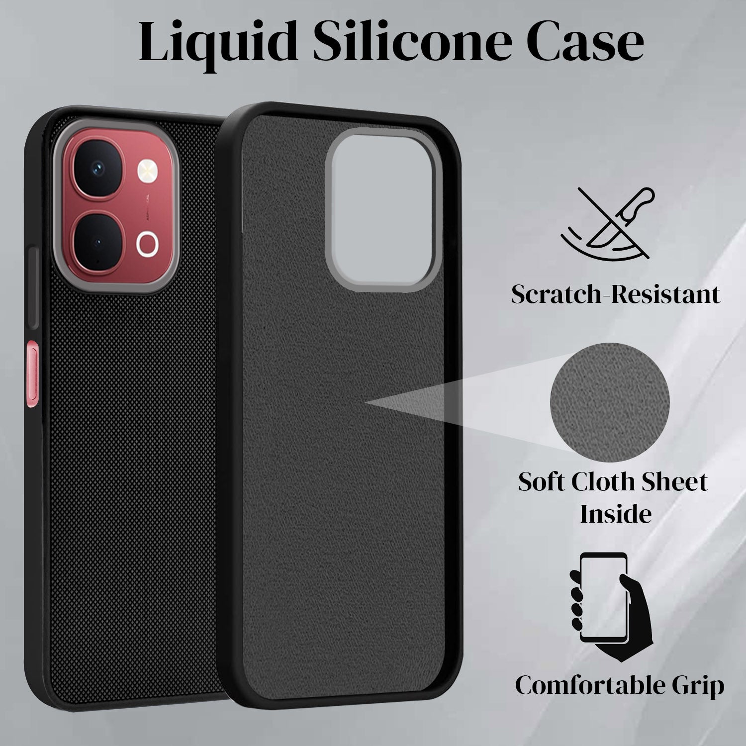For Vivo Y51 Pro 5G | Vivo T5x Back Cover Case Rubberised (Textured Grip Design | Micro-Fiber Cloth Inside | Slim and Light Weight | Soft Touch and Feel)