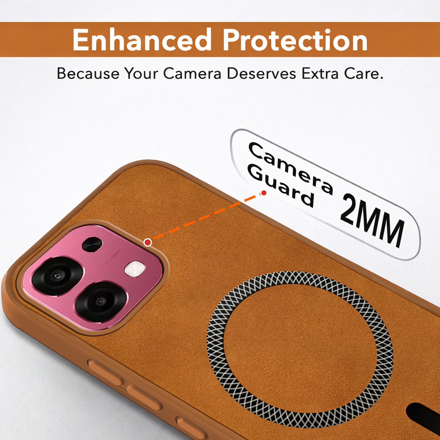 For Oppo F31 5G | Oppo F33 5G Back Cover Case Leather Finish (MagSafe Compatible Wireless Charging | Soft Touch | Camera Bump Protection)