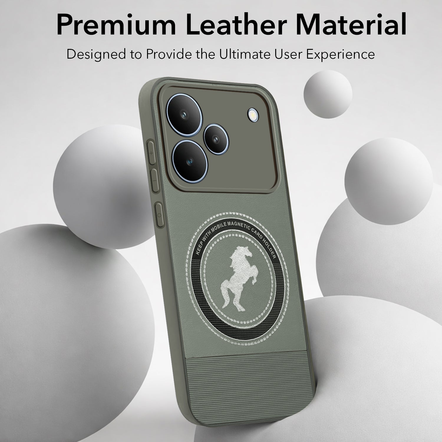 For Realme P4 Back Cover Case PU Leather Finish (Professional Minimalist Texture | MagSafe Compatile | Camera Protection | Sleek Sober Formal)