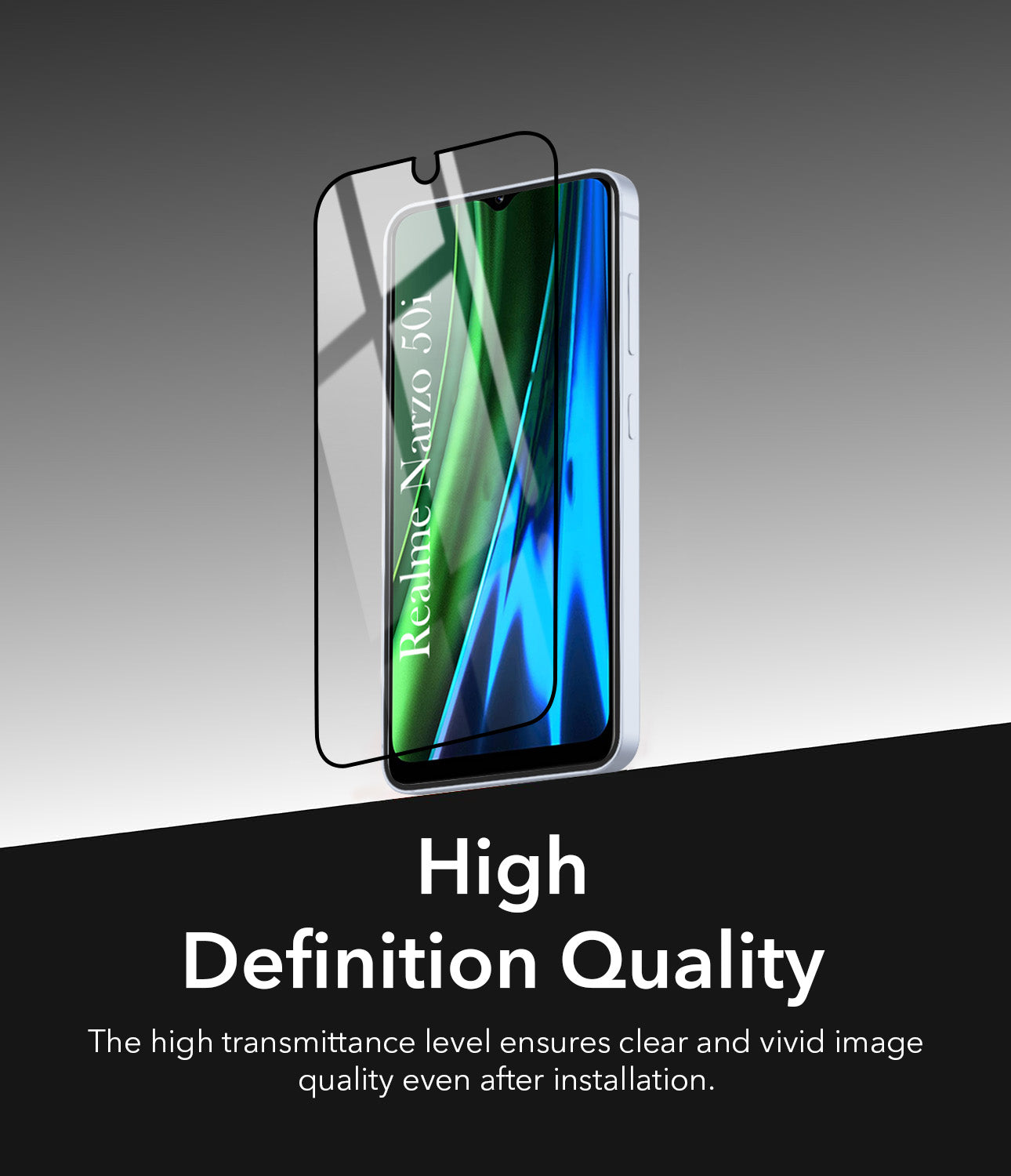 Tempered Glass For Realme Narzo 50i Military-Grade Gorilla Screen Protector With Installation Kit | Shatterproof, Full Coverage, HD Clear, Scratch Resistant ( (Pack of 1)