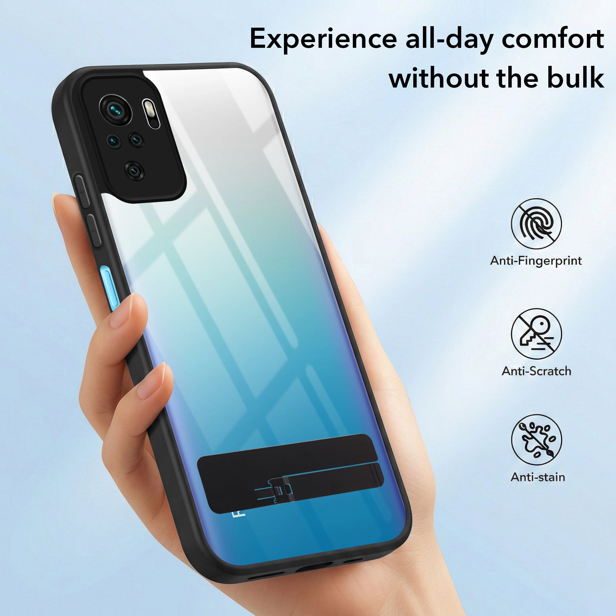 For Redmi Note 10 | Note 10S Back Cover Case (Built-in Stand | Lifetime Anti Yellow | Kickstand Shockproof | Camera Protection | MagSafe Compatible)