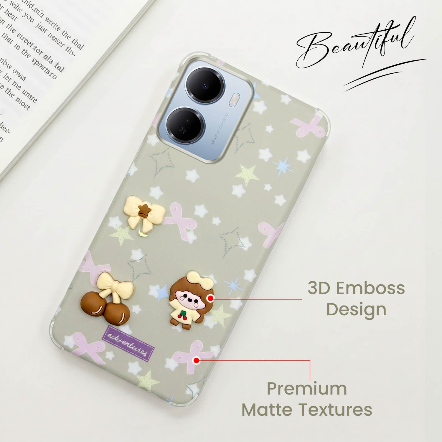 For Redmi 15A 5G Back Cover Case (3D Cute Cartoons | Hard Back Side Soft | Matte Premium Finish | HD Printing)