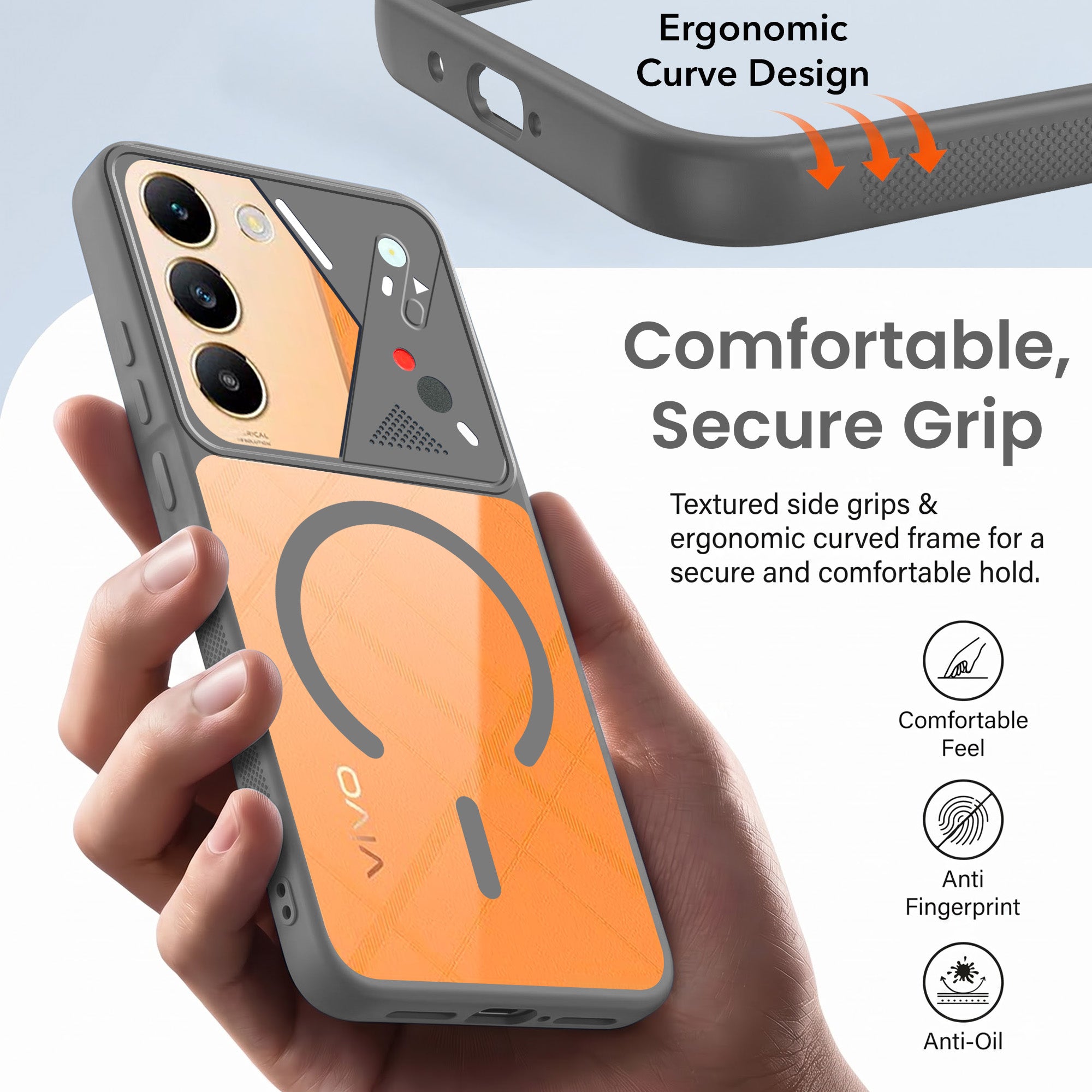 For Vivo Y200e Back Cover Case Lifetime Anti-Yellow Clear (Camera Protection | Side Grip | Wireless MagSafe Compatible)