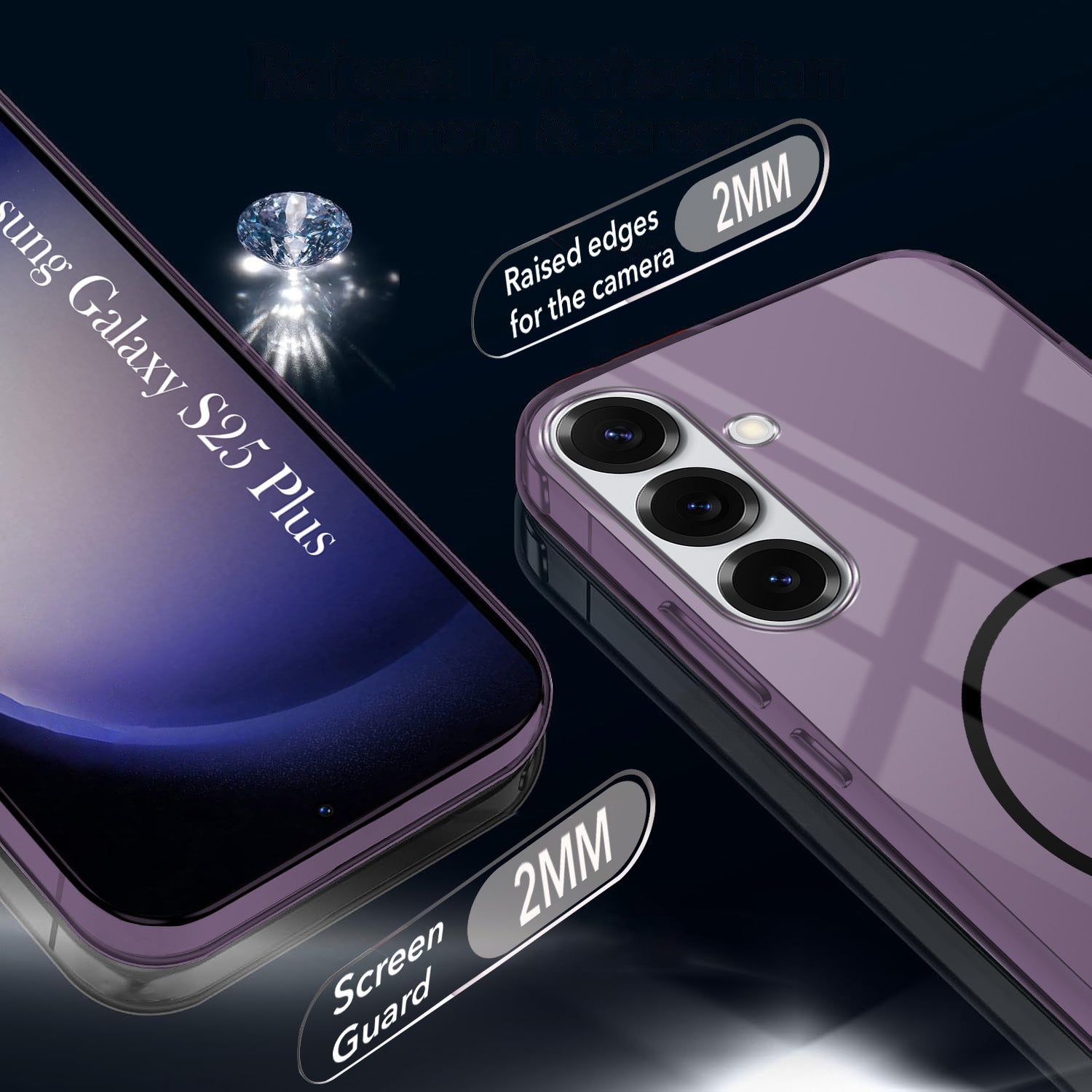 For Samsung Galaxy S25 Plus Back Cover Case Crystal Anti Yellow(MagSafe Wireless Charging Support |Camera Protection Bump)