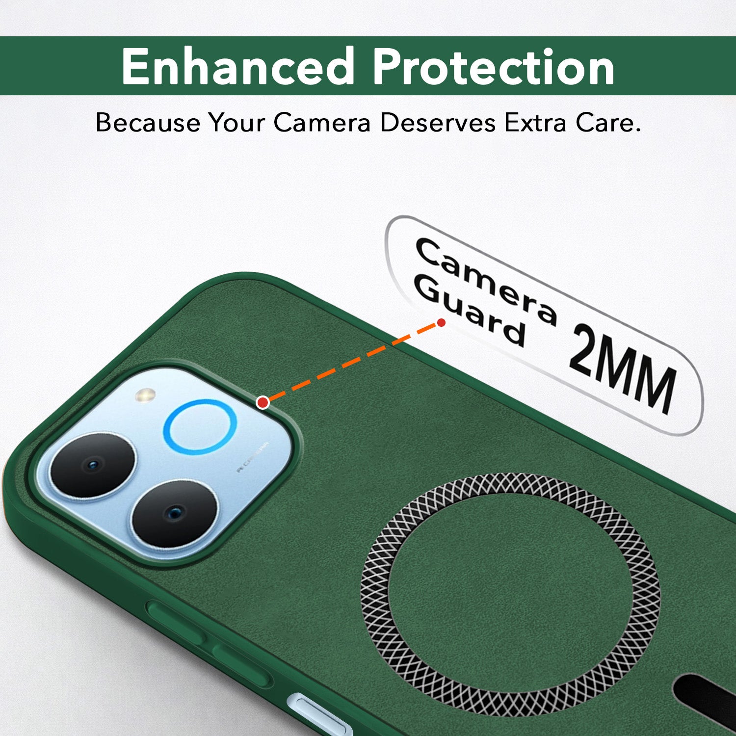 For Realme P4 Lite | Realme Narzo 80 Lite 4G Back Cover Case Leather Finish (MagSafe Compatible Wireless Charging | Soft Touch | Camera Bump Protection)