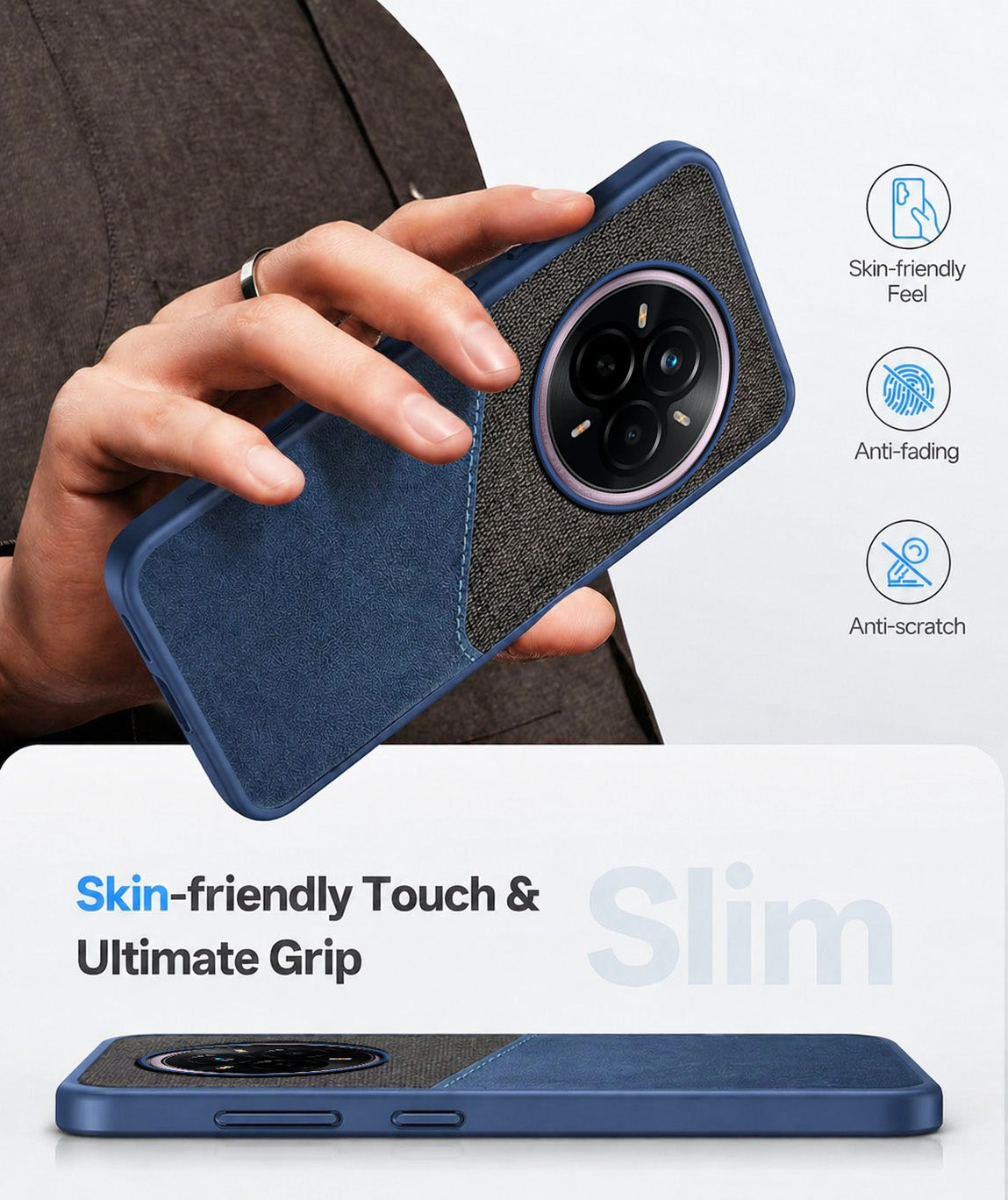 For Realme 14 Pro Back Cover Case (Dual PU Leather Stitch | Professional Minimalist | Soft and Flexible)