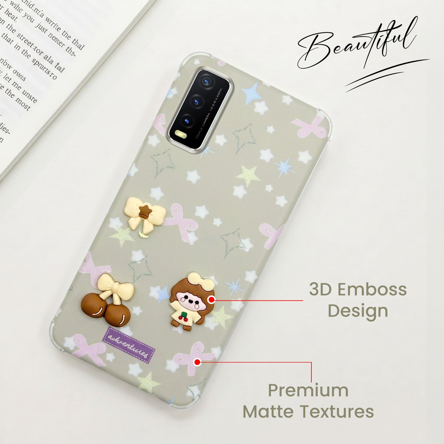 For Vivo Y20 | Y20i Back Cover Case (3D Cute Cartoons | Hard Back Side Soft | Matte Premium Finish | HD Printing)