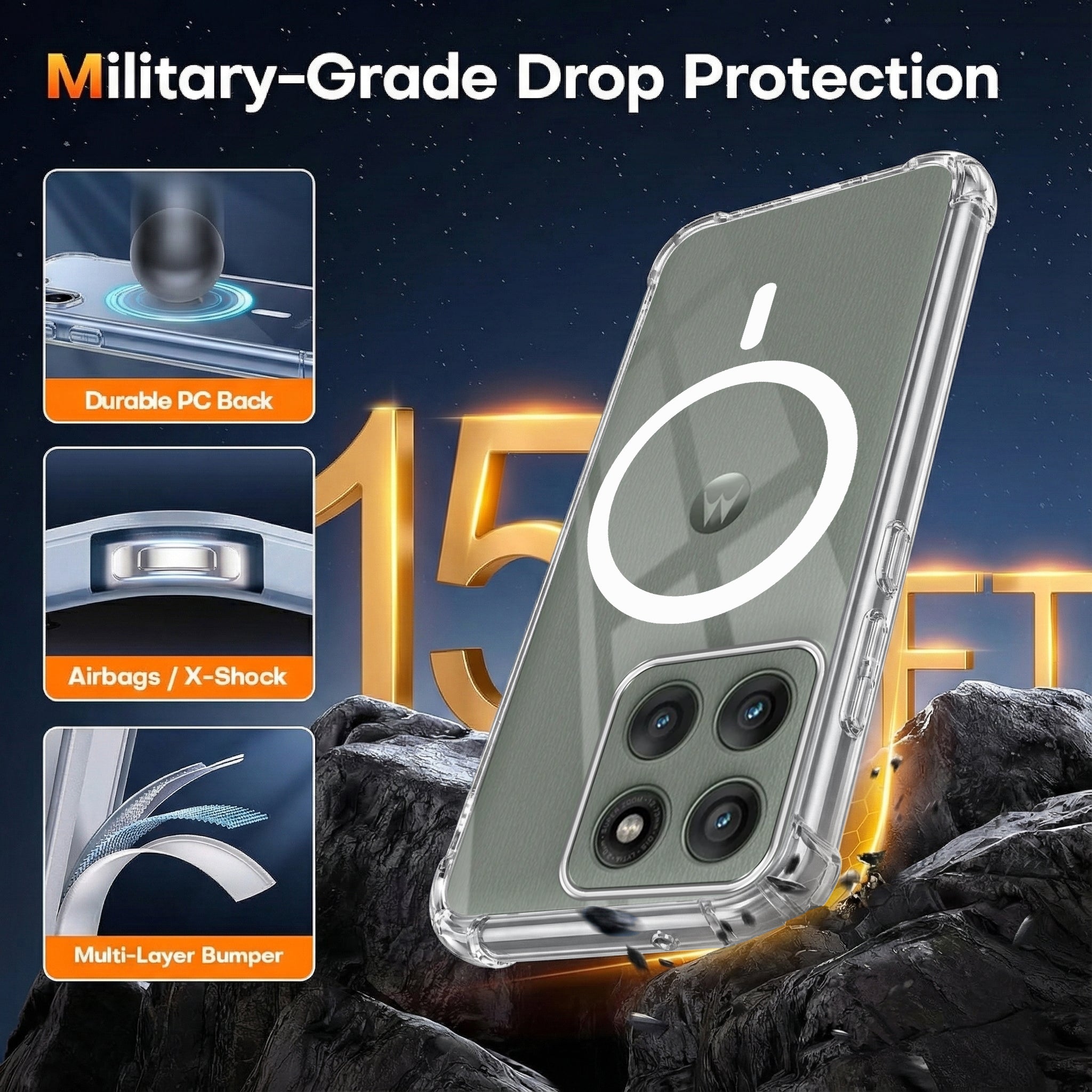 For Motorola Moto Edge 60 Pro Back Cover Shockproof Crystal-Clear (Magsafe Wireless Support | Drop & Camera Protection | Hard Polycarbonate)