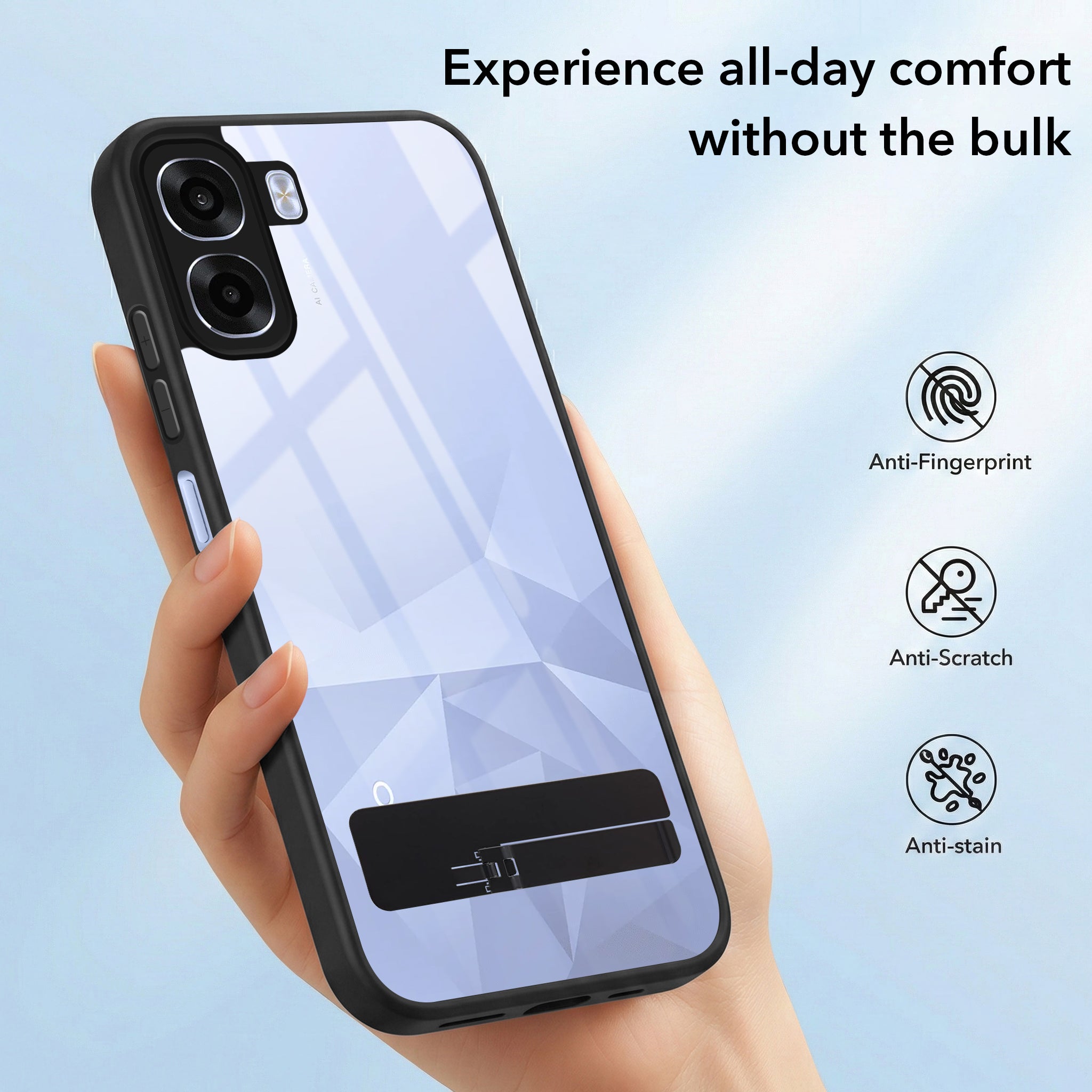 For Oppo K14x 5G Back Cover Case (Built-in Stand | Lifetime Anti Yellow | Kickstand Shockproof | Camera Protection | MagSafe Compatible)