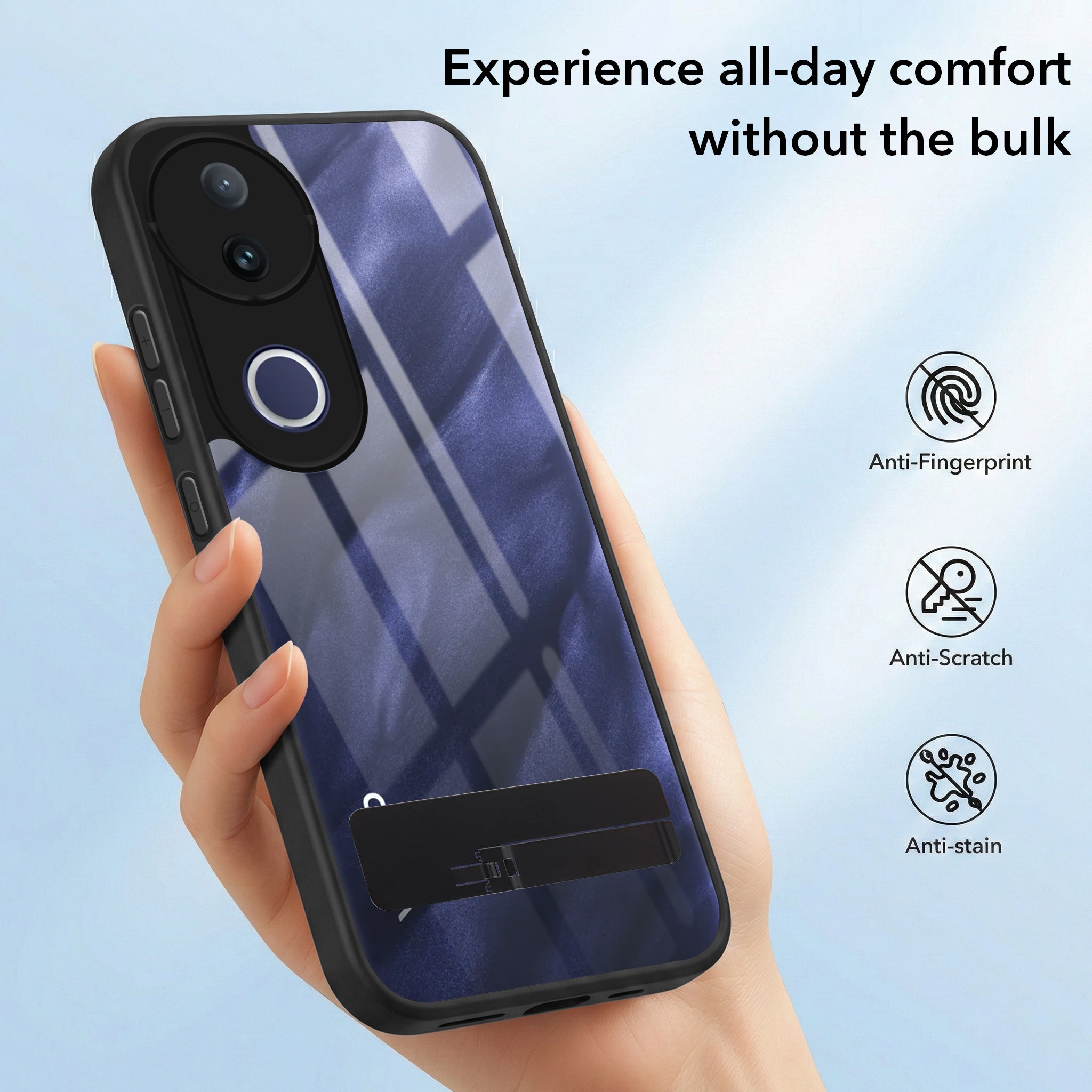For Vivo T4R Back Cover Case (Built-in Stand | Lifetime Anti Yellow | Kickstand Shockproof | Camera Protection | MagSafe Compatible)