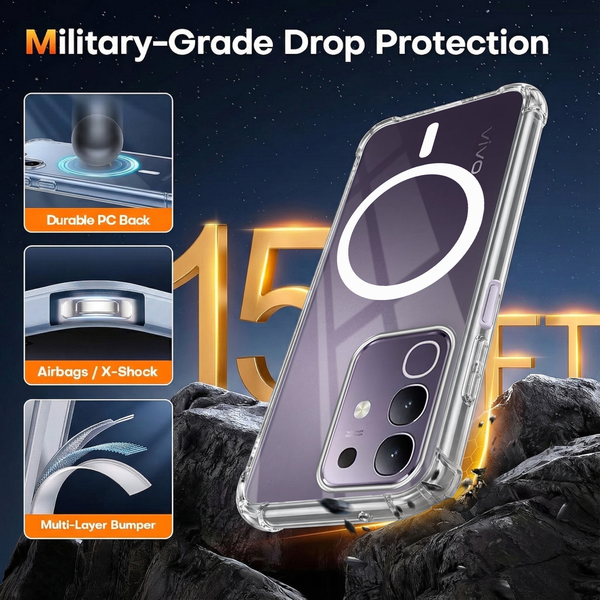 For Vivo T4x | Vivo Y31 Pro Back Cover Shockproof Crystal-Clear (Magsafe Wireless Support | Drop & Camera Protection | Hard Polycarbonate)