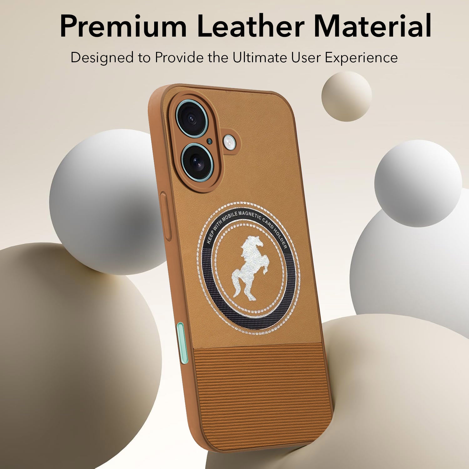 For Apple iPhone 16 Back Cover Case PU Leather Finish (Professional Minimalist Texture | MagSafe Compatile | Camera Protection | Sleek Sober Formal)