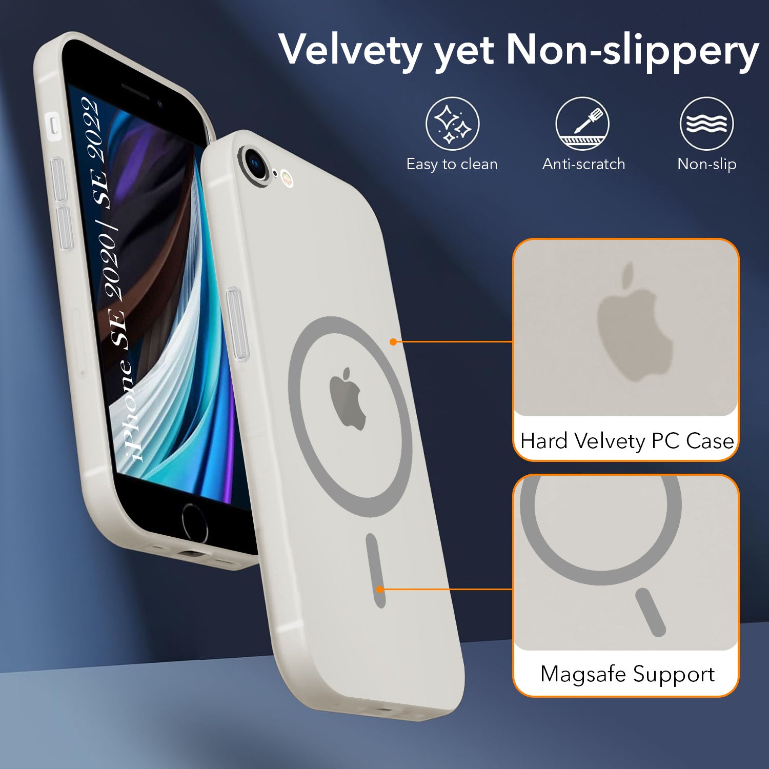 For iPhone SE 2020 | SE 2022 Back Cover Case (Frosted Matte Feel | MagSafe Compatible Wireless Charging | Polycarbonate Material)