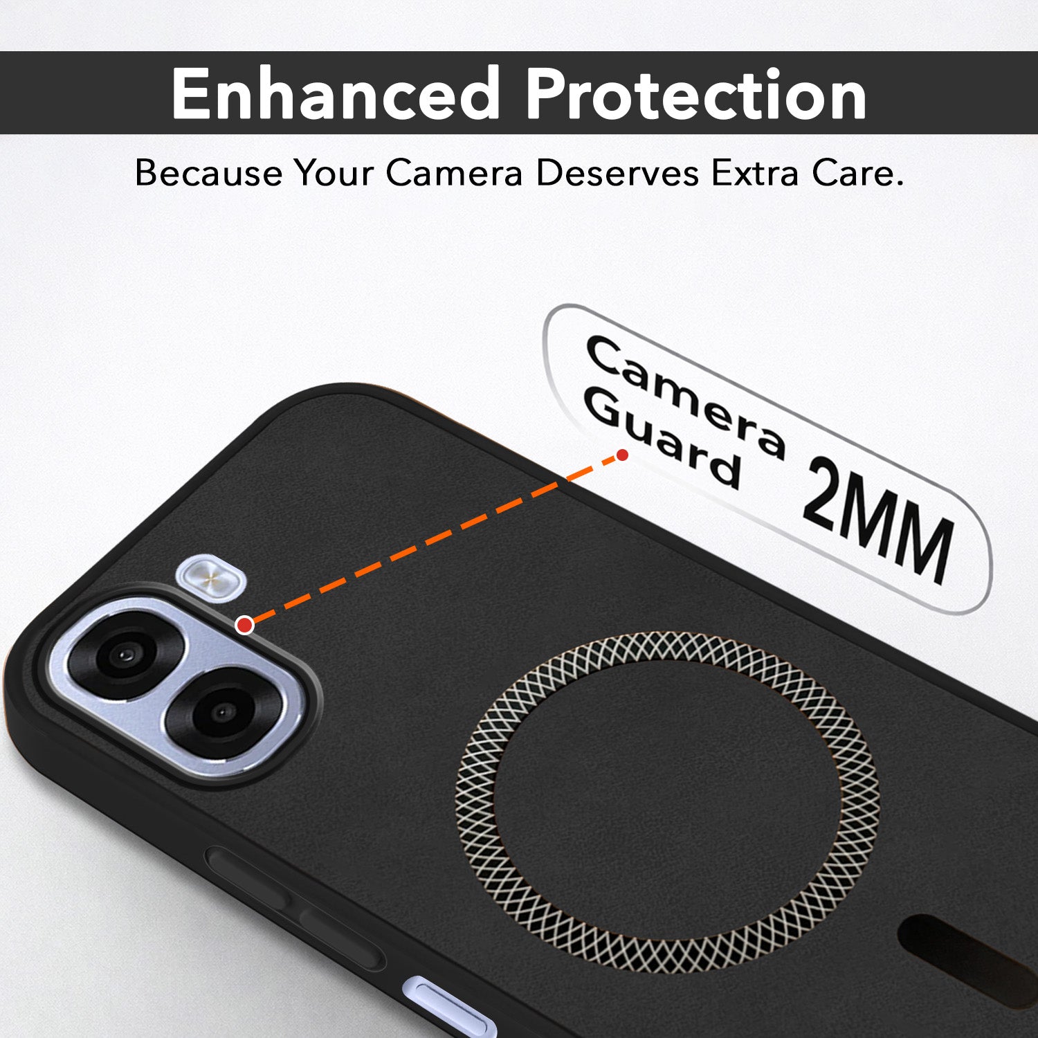 For Oppo K14x 5G Back Cover Case Leather Finish (MagSafe Compatible Wireless Charging | Soft Touch | Camera Bump Protection)
