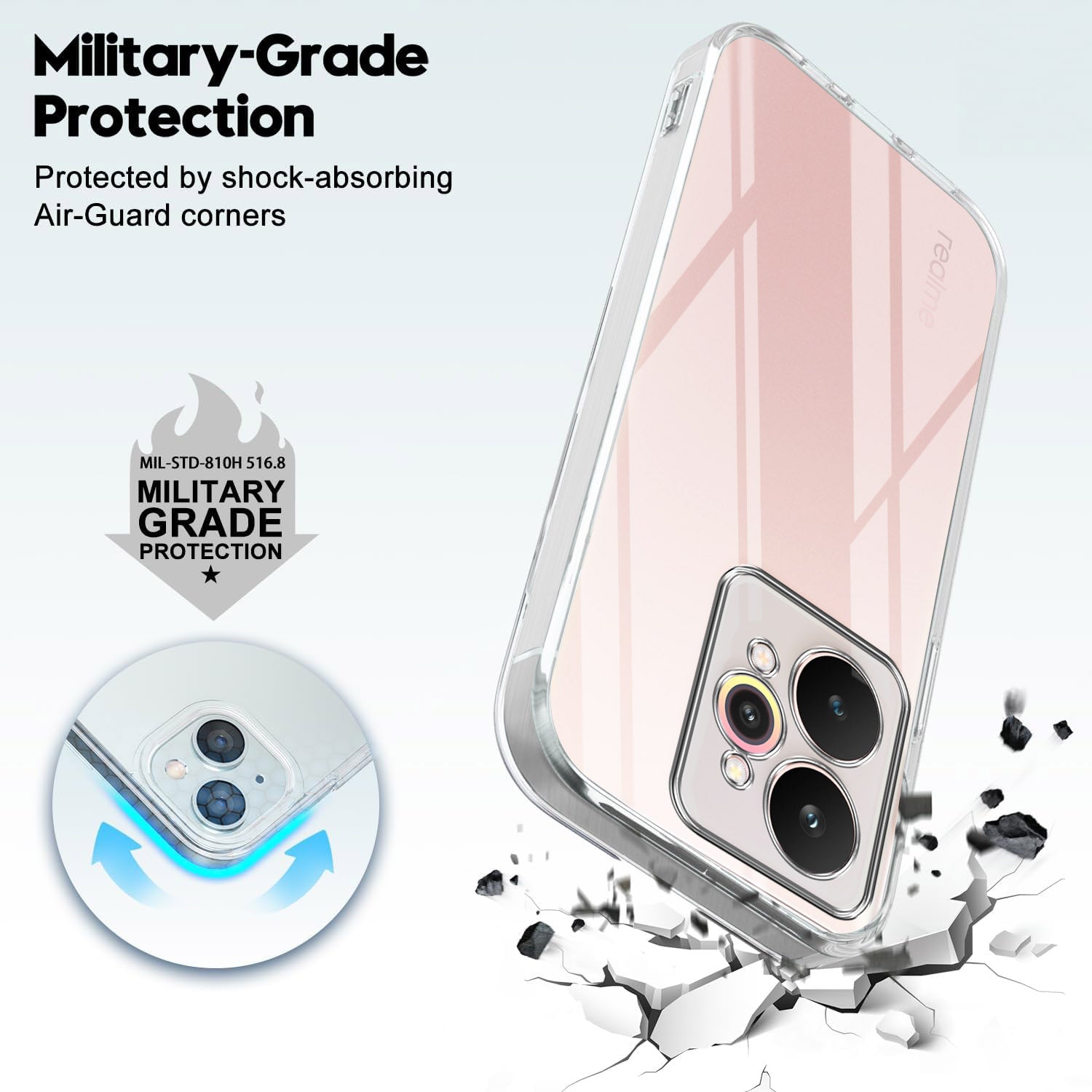 For Realme 15 Back Cover Case Silicone (Clear Shockproof Case with Camera Protection | Soft and Flexible | Transparent)