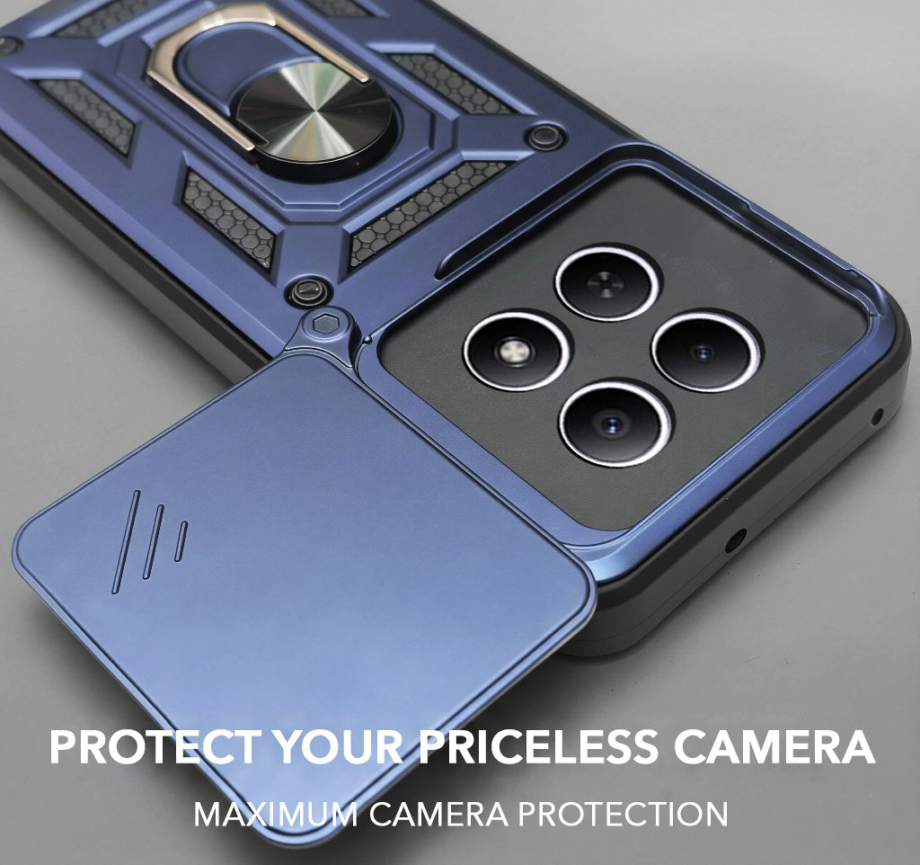 For Redmi note 15 | Redmi note 15 SE (5G) Back Cover Case Hybrid Armor (Sliding Shutter Camera Protection | Polycarbonate |Ring Holder Kickstand)