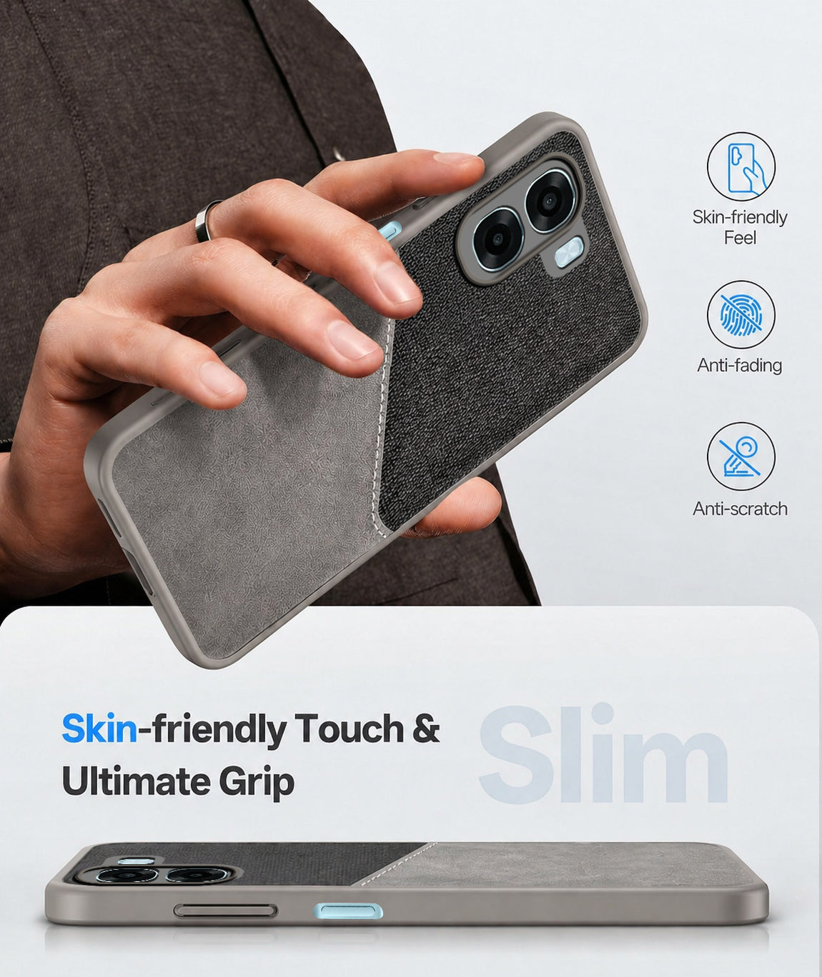 For Oppo A6X | Oppo A6S Back Cover Case (Dual PU Leather Stitch | Professional Minimalist | Soft and Flexible)