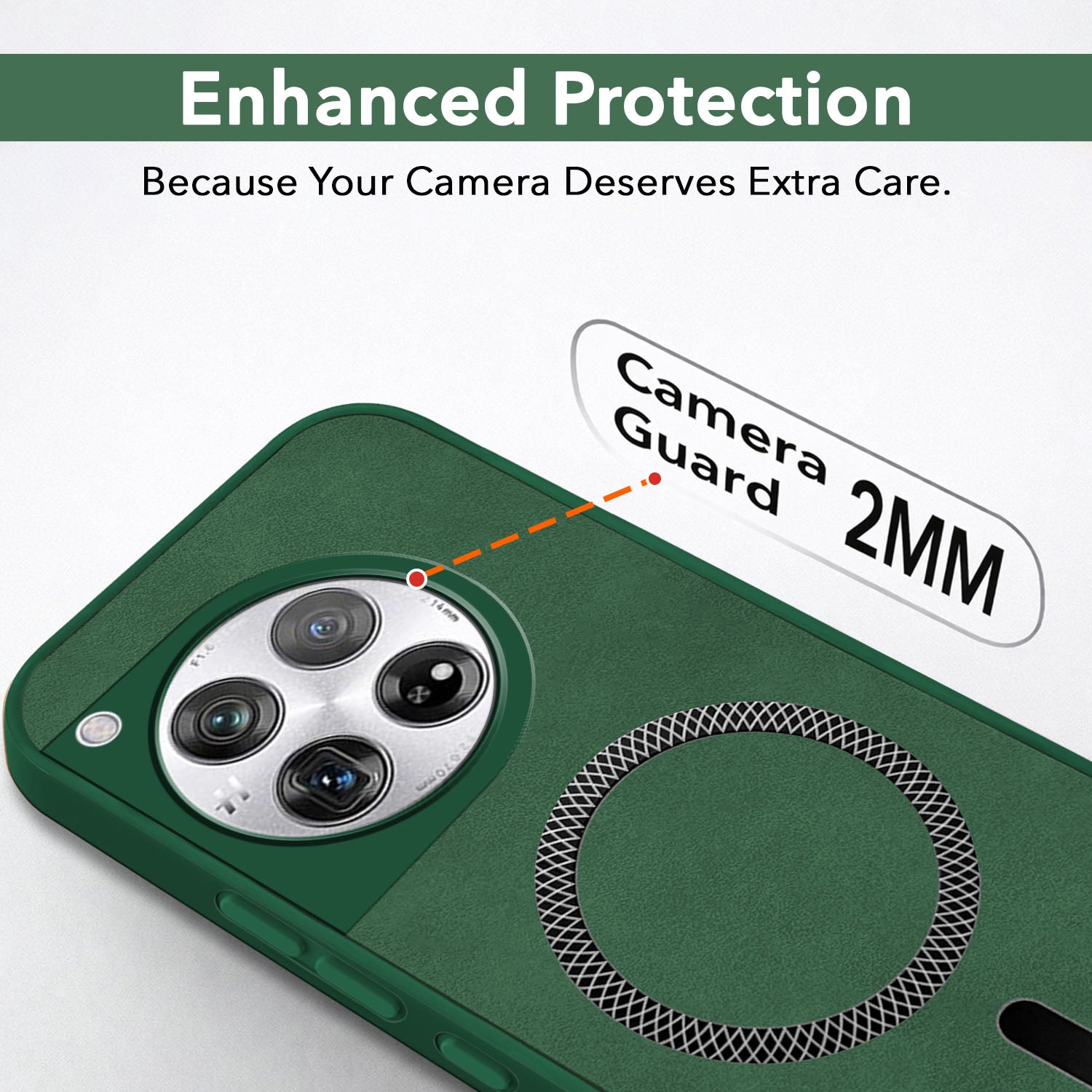 For OnePlus 12 5G Back Cover Case Leather Finish (MagSafe Compatible Wireless Charging | Soft Touch | Camera Bump Protection)