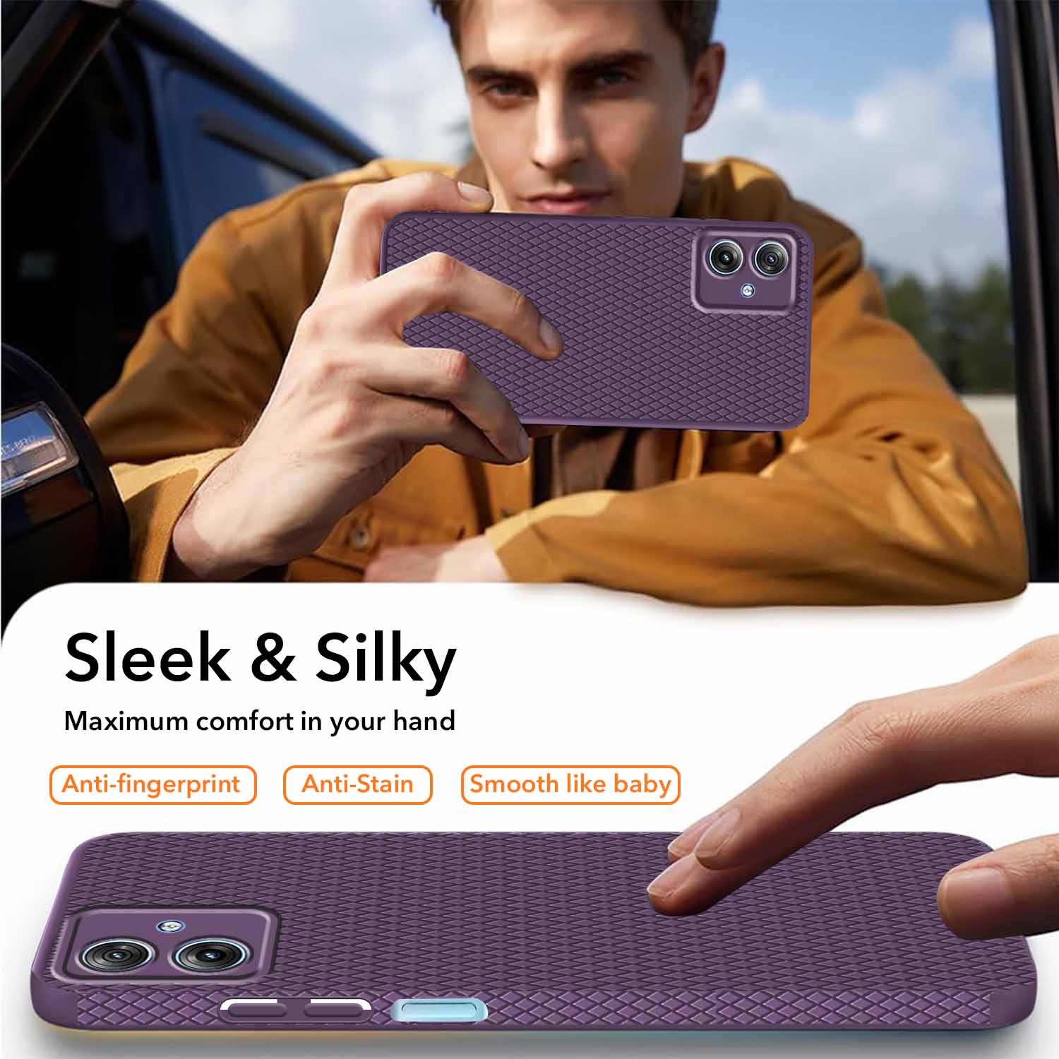 For Motorola Moto G64 5G Back Cover Case (Liquid Silicone | Side Grip | Camera Protection)