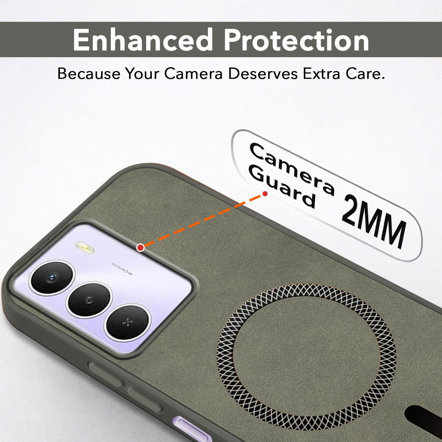 For Realme Narzo 80 Lite 5G Back Cover Case Leather Finish (MagSafe Compatible Wireless Charging | Soft Touch | Camera Bump Protection)