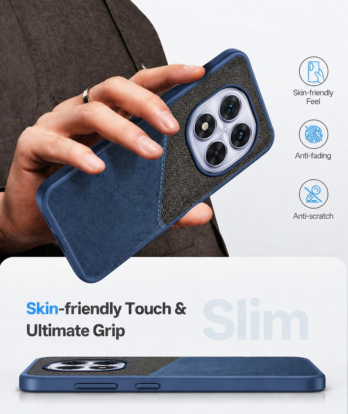 For Redmi Note 14 Pro Back Cover Case (Dual PU Leather Stitch | Professional Minimalist | Soft and Flexible)