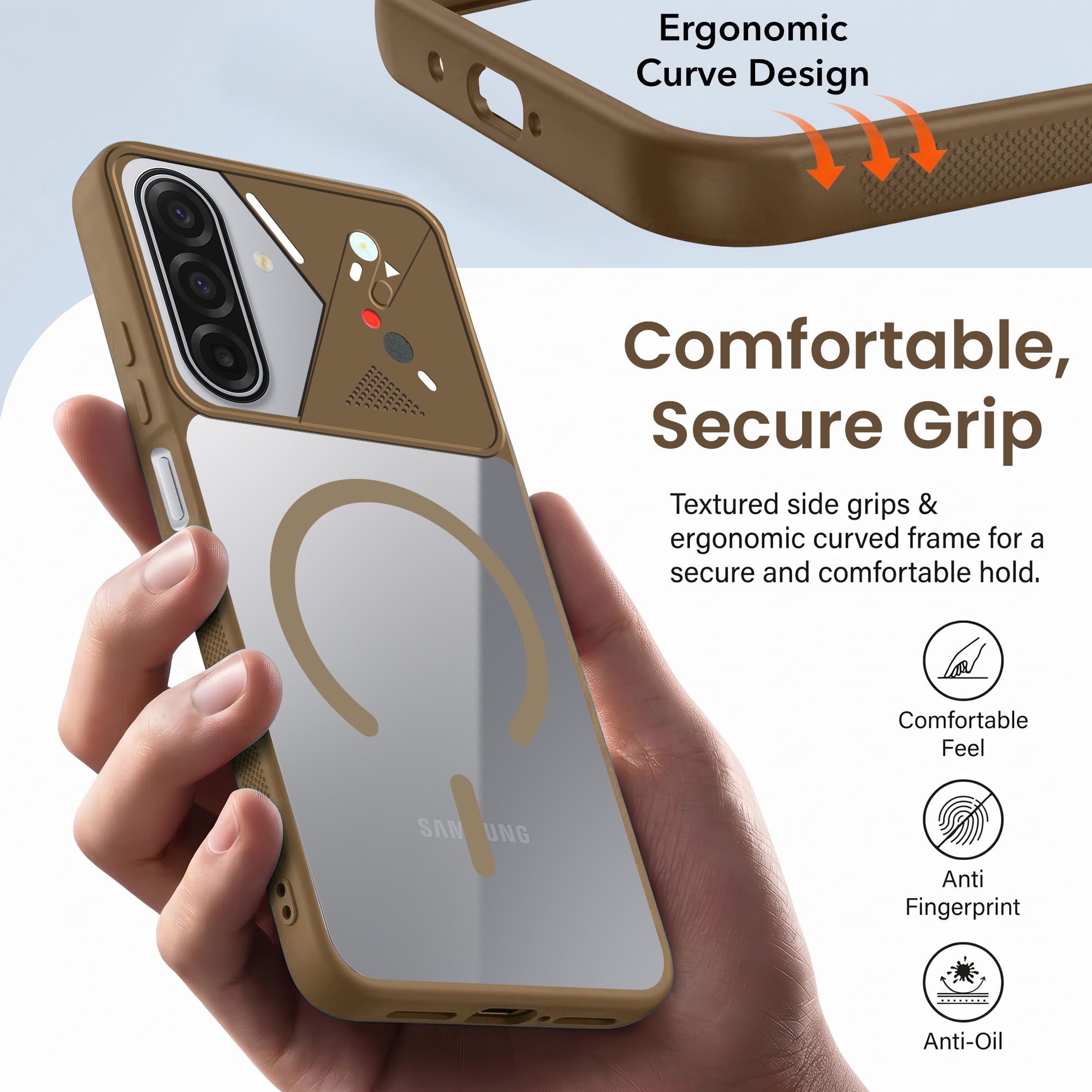 For Samsung Galaxy A17 | Samsung F17 | Samsung M17 5G Back Cover Case Lifetime Anti-Yellow Clear (Camera Protection | Side Grip | Wireless MagSafe Compatible)