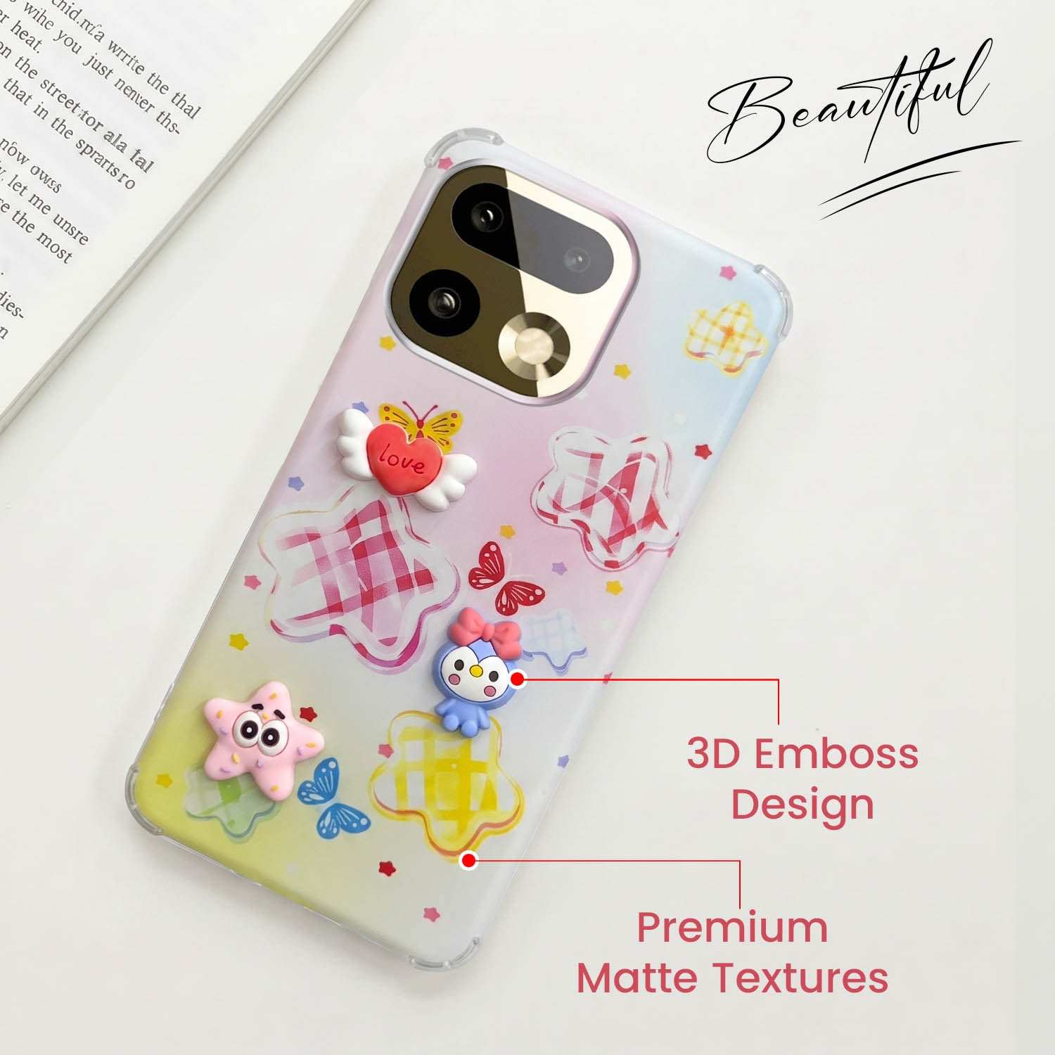 For Realme 16 Pro Plus 5G Back Cover Case (3D Cute Cartoons | Hard Back Side Soft | Matte Premium Finish | HD Printing)
