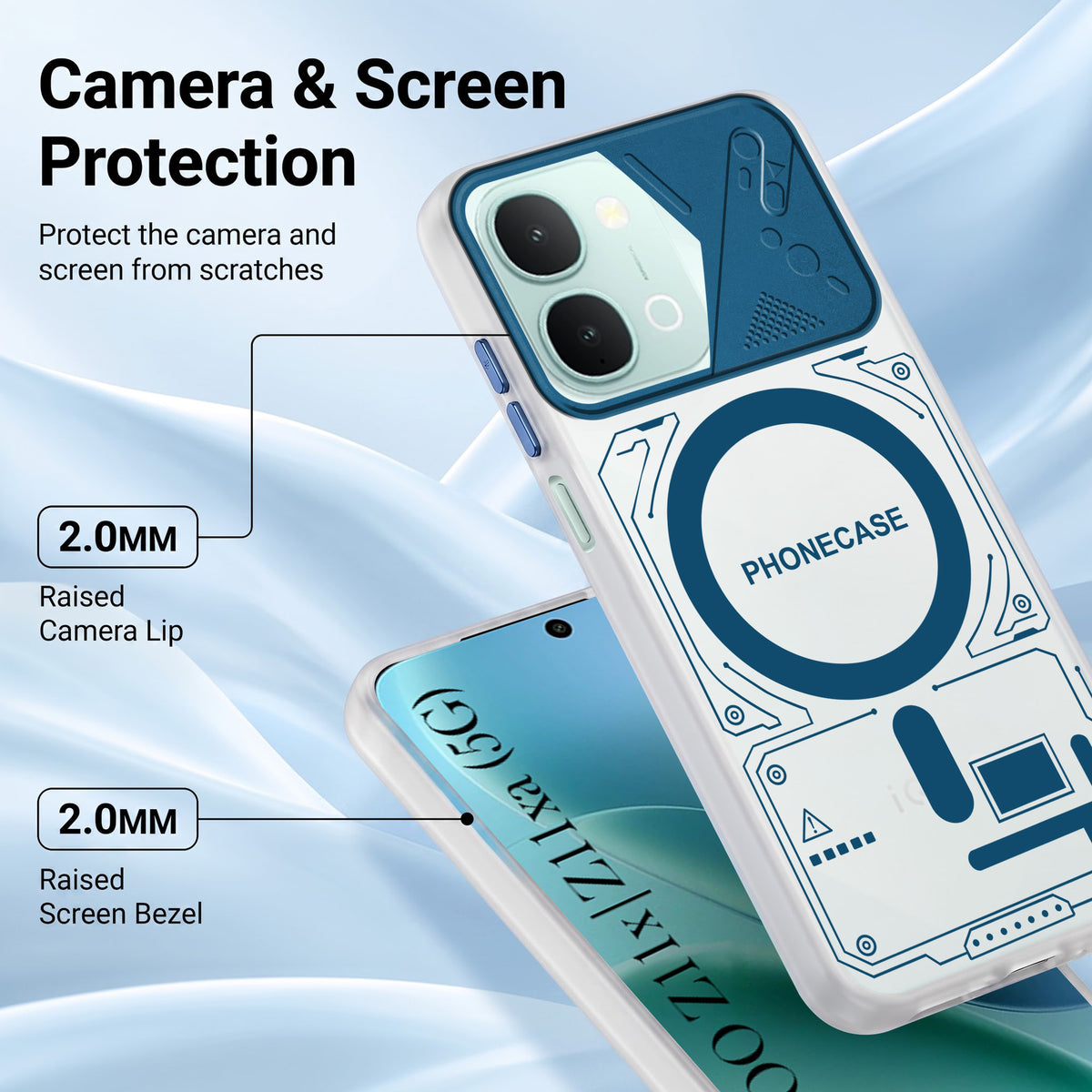 For Vivo iQOO Z11x 5G Metallic Back Cover Case (Metallic Camera Protection & Buttons | Translucent Milky Shade | Hard Polycarbonate)