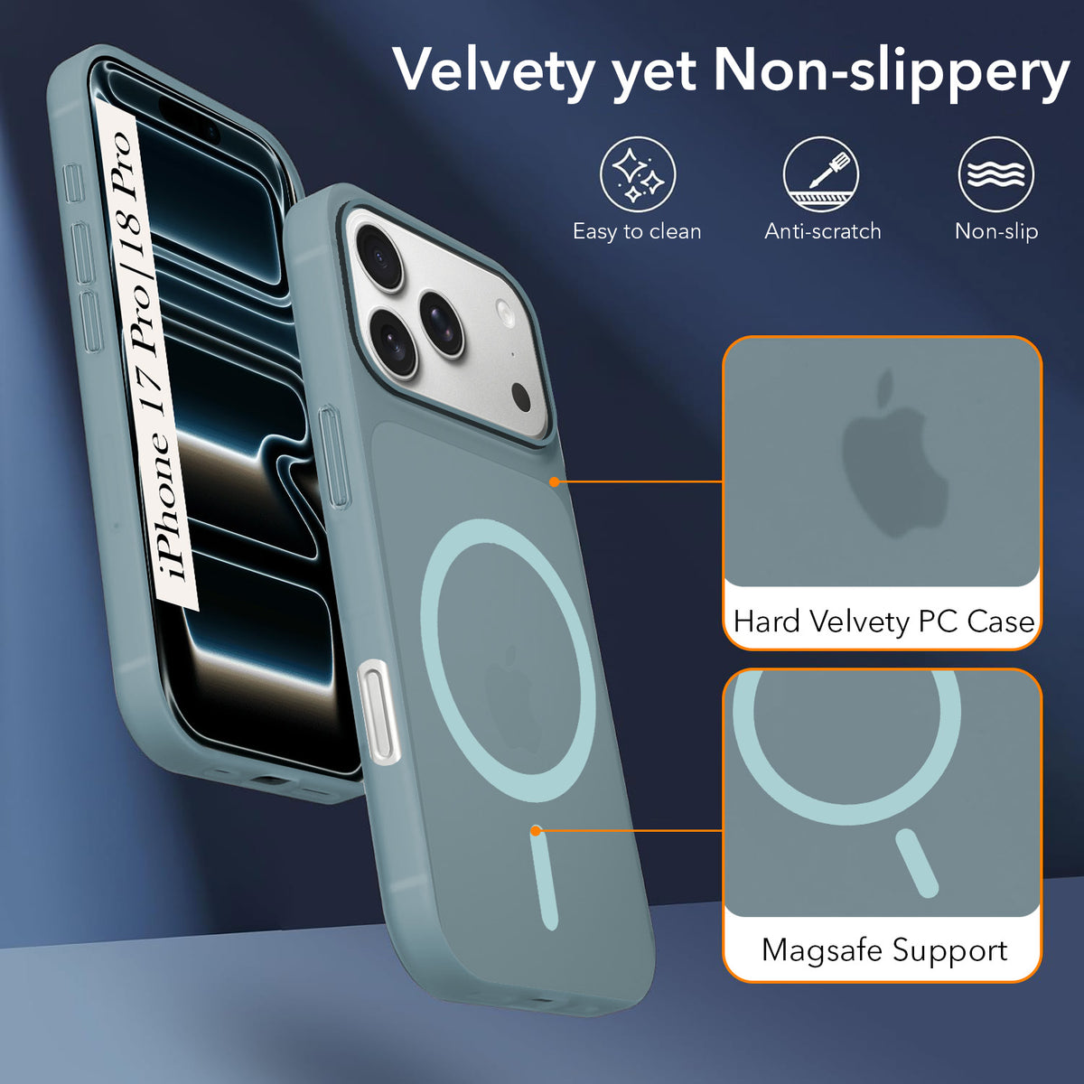 For iPhone 17 Pro | iPhone 18 Pro Back Cover Case (Frosted Matte Feel | MagSafe Compatible Wireless Charging)