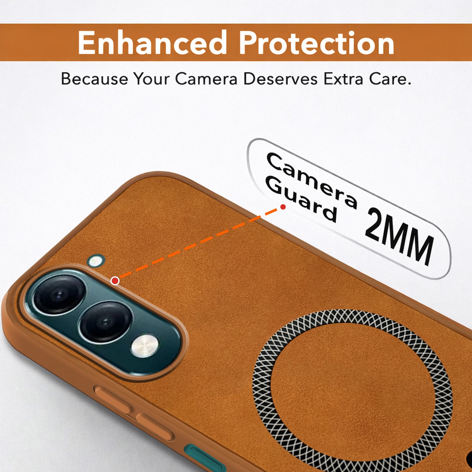 For Vivo Y19 | Vivo Y19e | Vivo T4 Lite Back Cover Case Leather Finish (MagSafe Compatible Wireless Charging | Soft Touch | Camera Bump Protection)