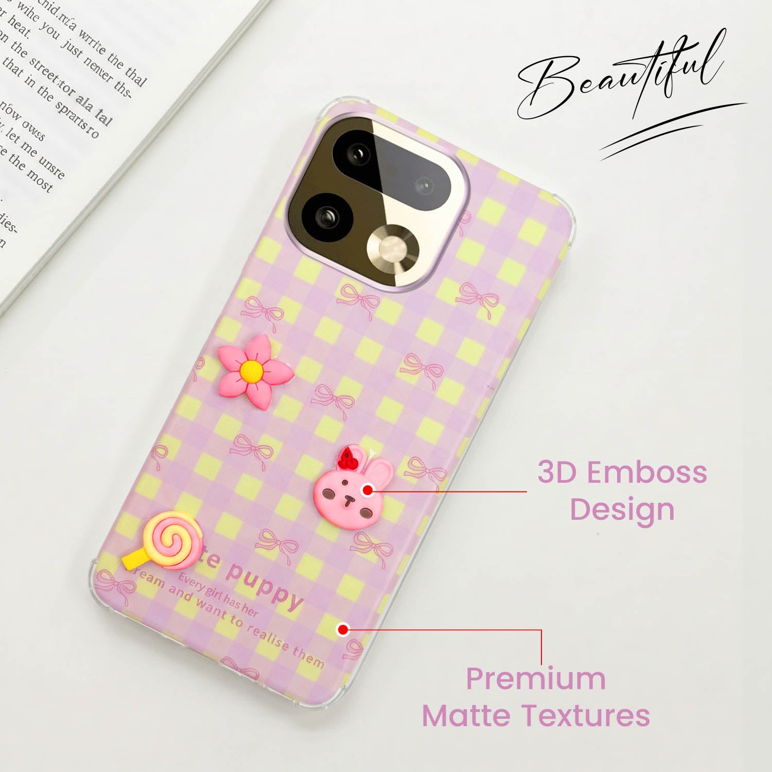 For Realme 16 Pro Plus 5G Back Cover Case (3D Cute Cartoons | Hard Back Side Soft | Matte Premium Finish | HD Printing)