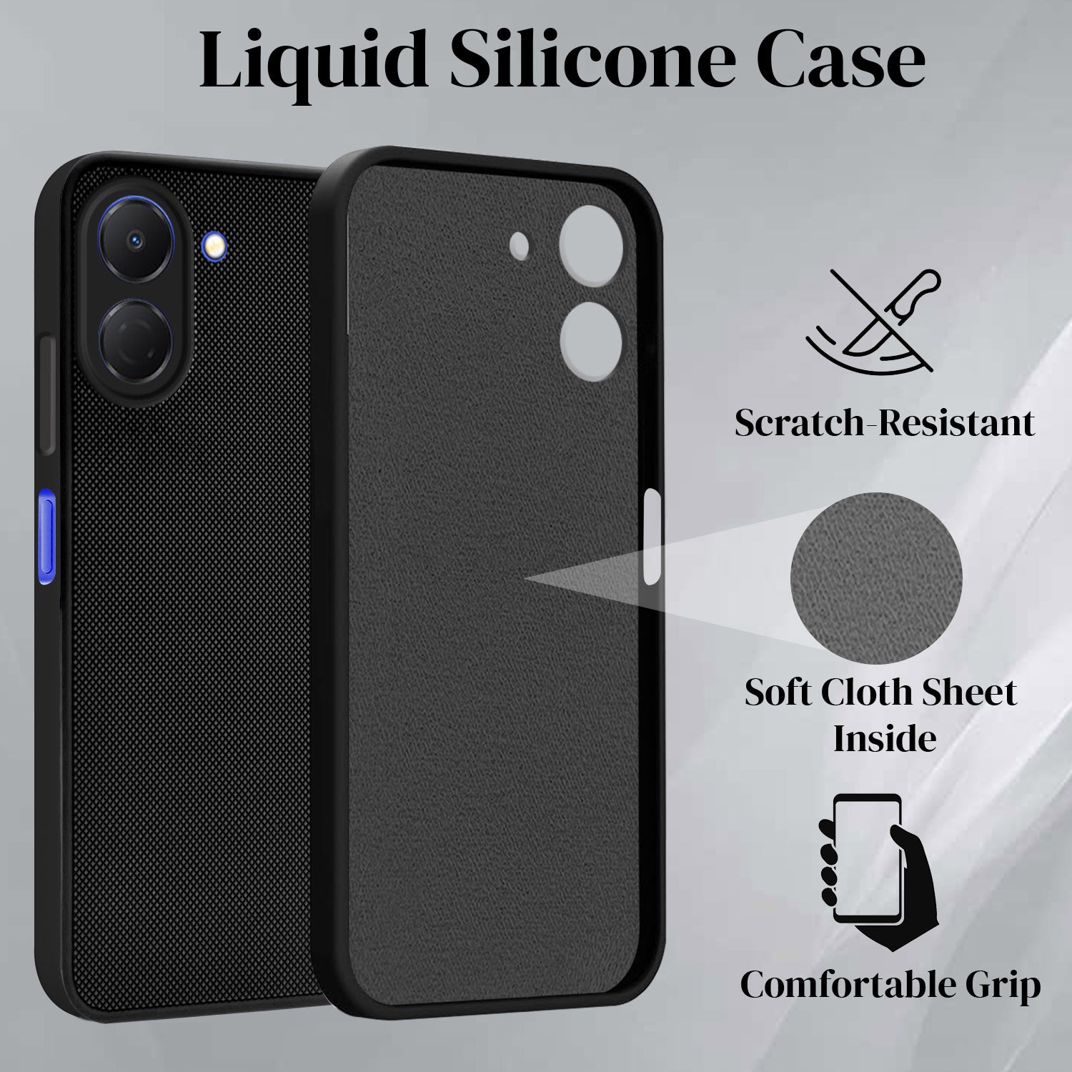 For Tecno Spark Go 3 Back Cover Case Rubberised (Textured Grip Design | Micro-Fiber Cloth Inside | Slim and Light Weight | Soft Touch and Feel)