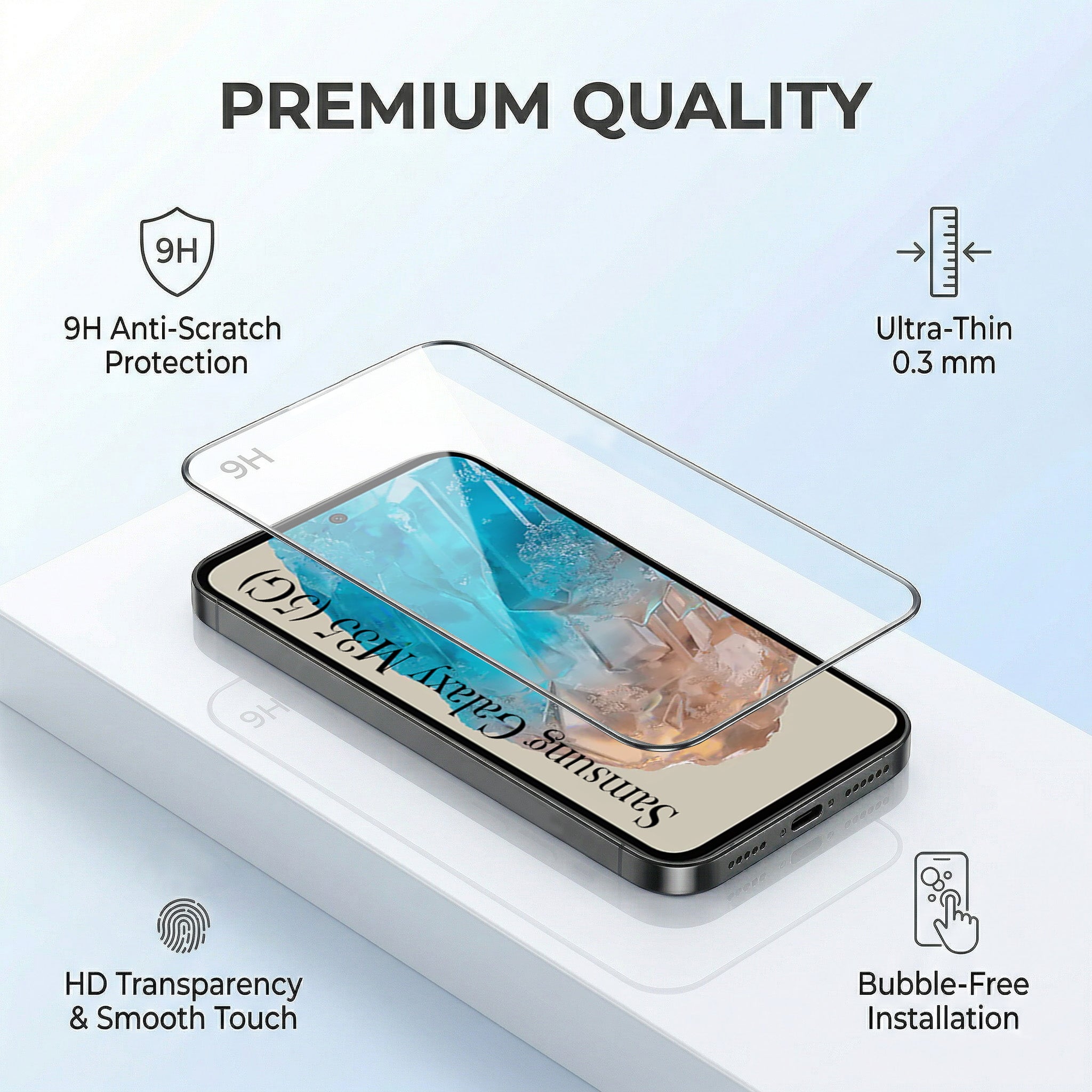 For Samsung Galaxy M35 5G Combo with Back Cover and 9H Tempered Glass (Lifetime Anti-Yellow | Crystal Clear Shockproof | Oleophobic Coating Screen Glass)