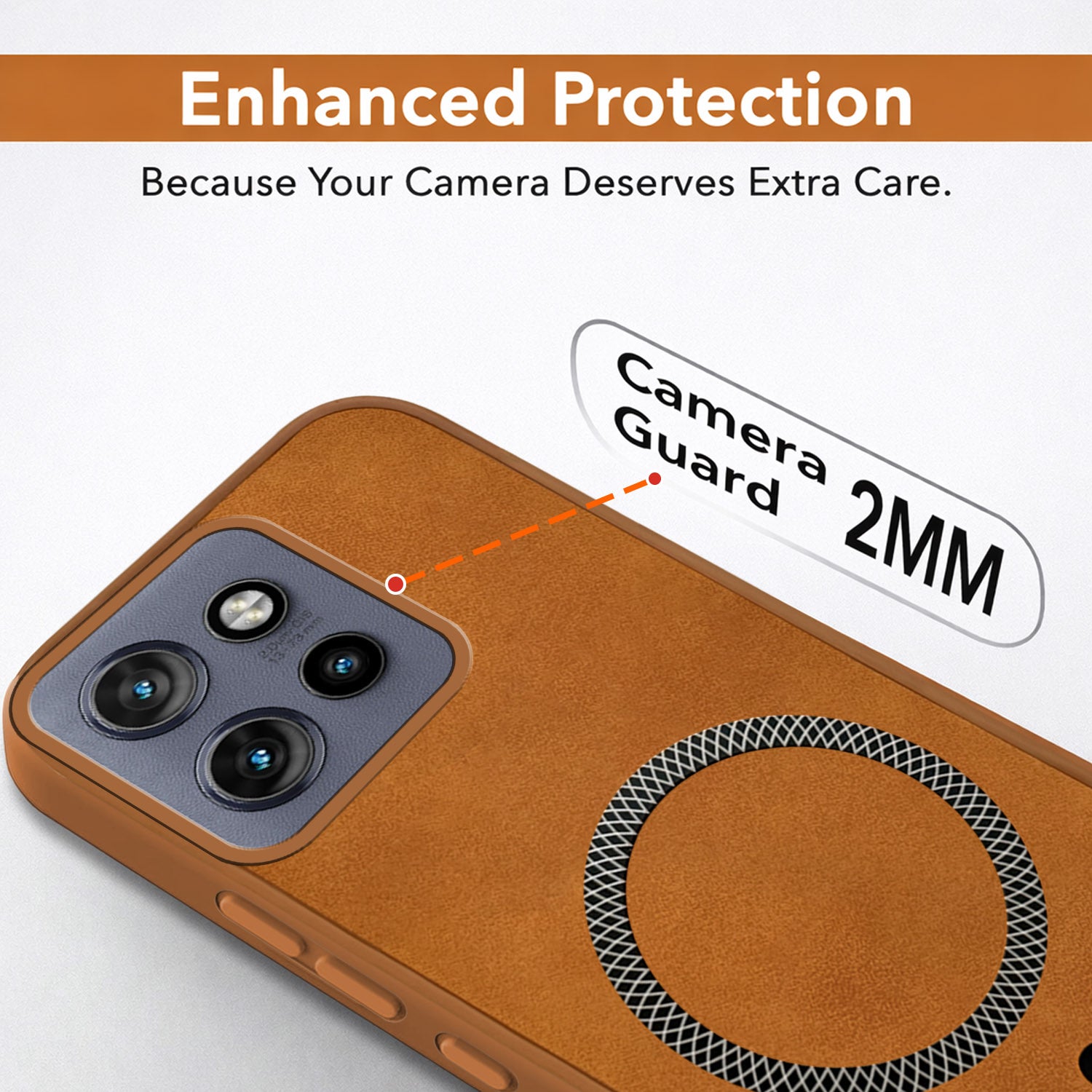 For Motorola Moto Edge 50 Neo Back Cover Case Leather Finish(MagSafe Compatible Wireless Charging | Soft Touch | Camera Bump Protection)
