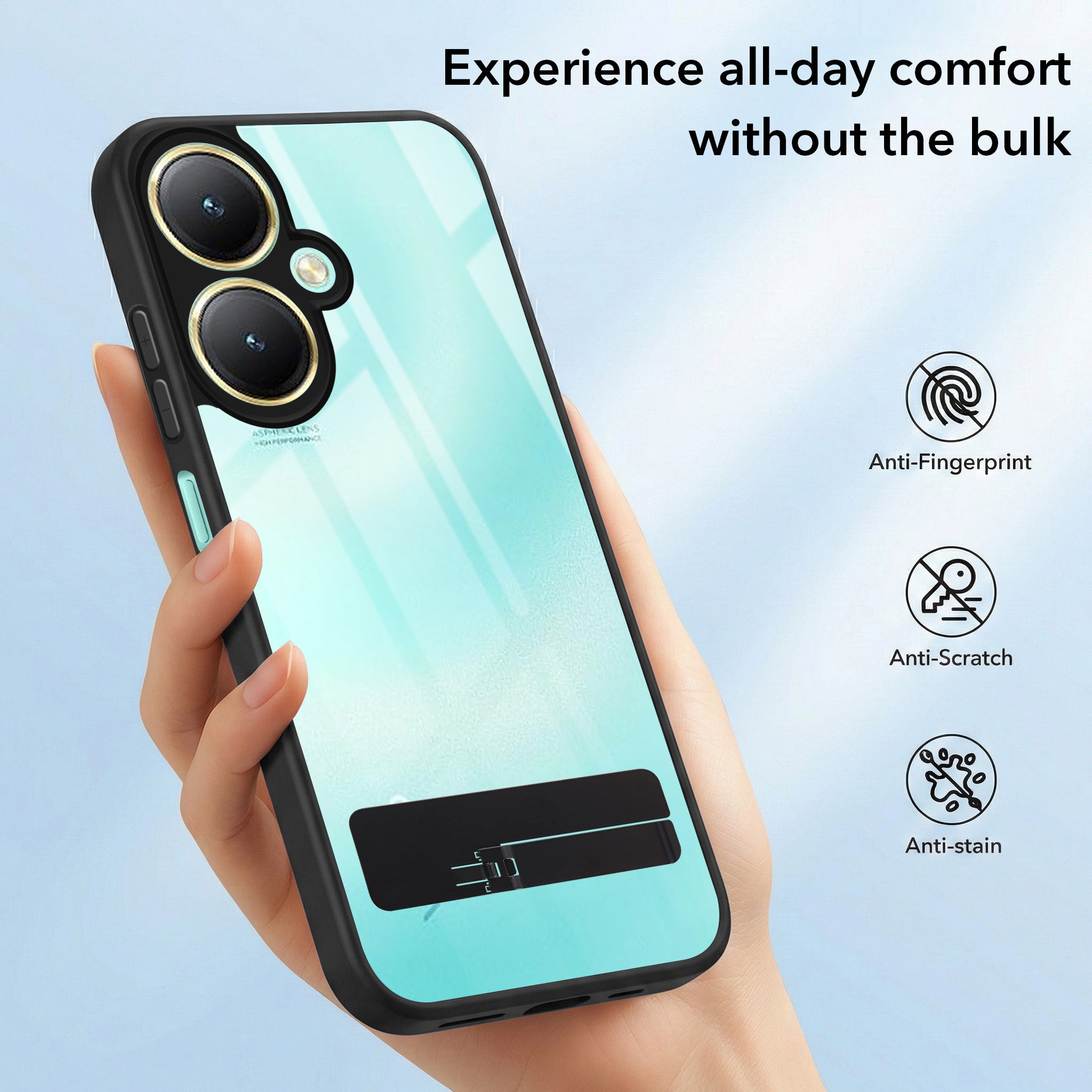 For Vivo Y27 Back Cover Case (Built-in Stand | Lifetime Anti Yellow | Kickstand Shockproof | Camera Protection | MagSafe Compatible)