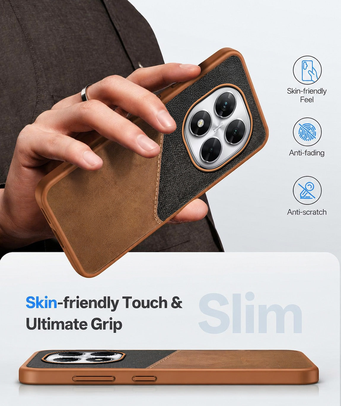 For Xiaomi Poco X7 Back Cover Case (Dual PU Leather Stitch | Professional Minimalist | Soft and Flexible)